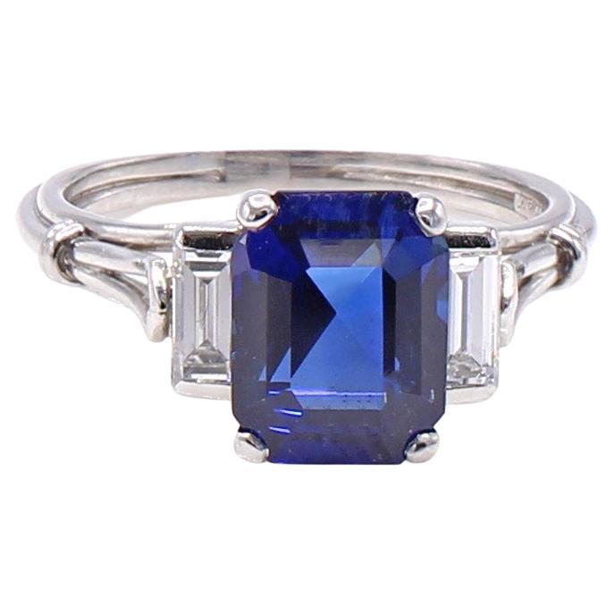 Birks & Sons Art Deco Burma Sapphire Diamond Platinum Ring For Sale
