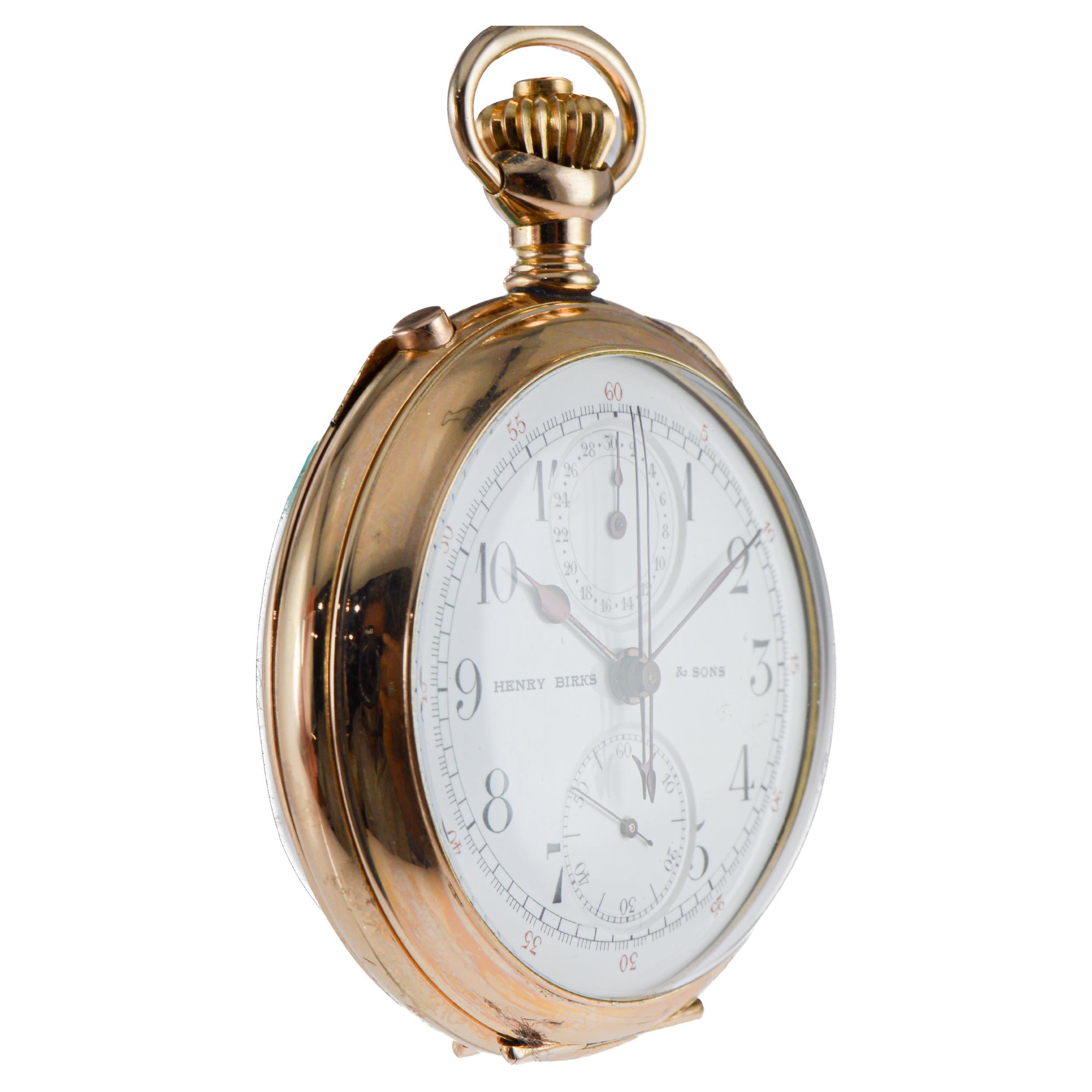 da uomo o donna Birks & Son Split Seconds Pocket Watch Orologio del 1920 originale con quadrante impeccabile in vendita