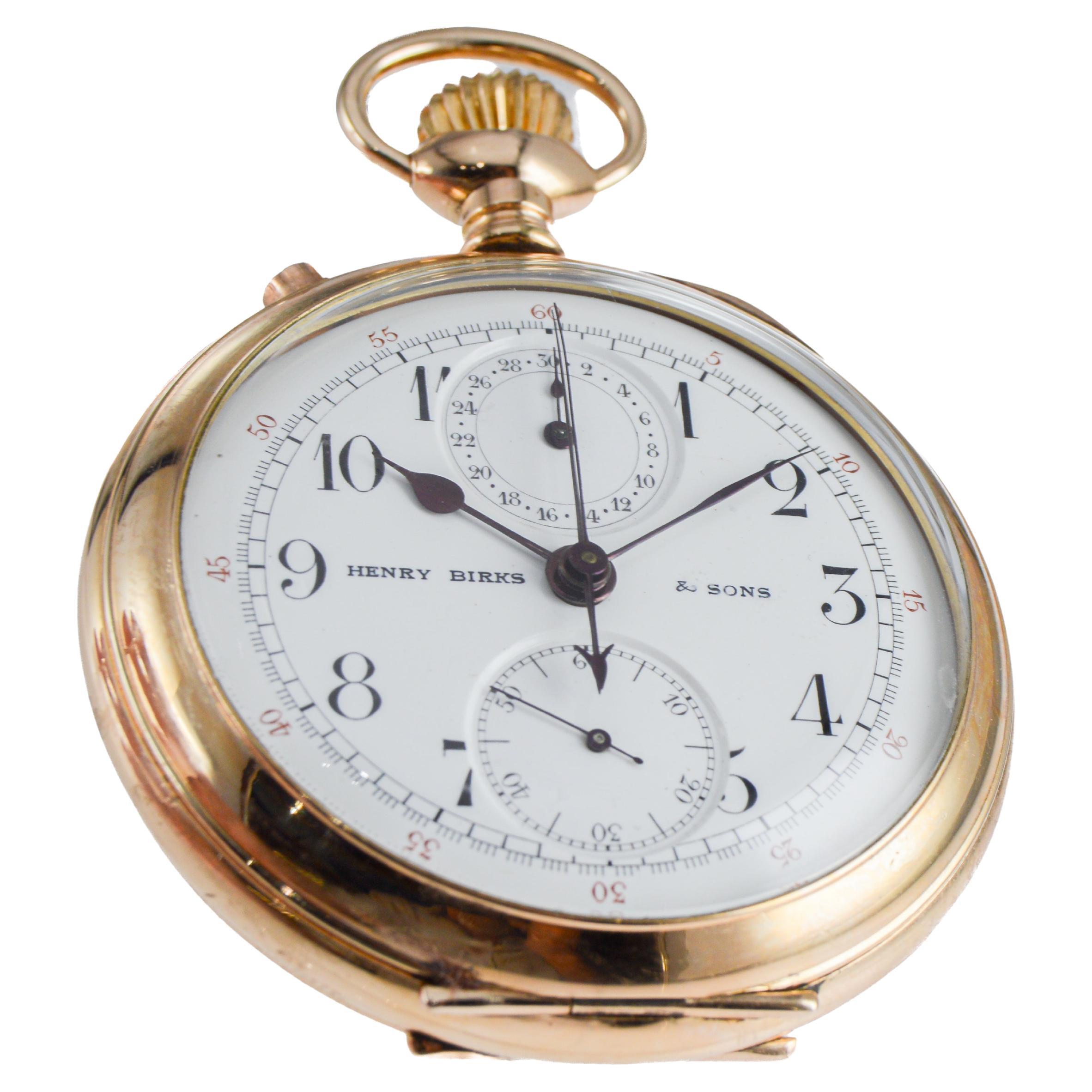 Birks & Son Split Seconds Pocket Watch Orologio del 1920 originale con quadrante impeccabile in vendita 2
