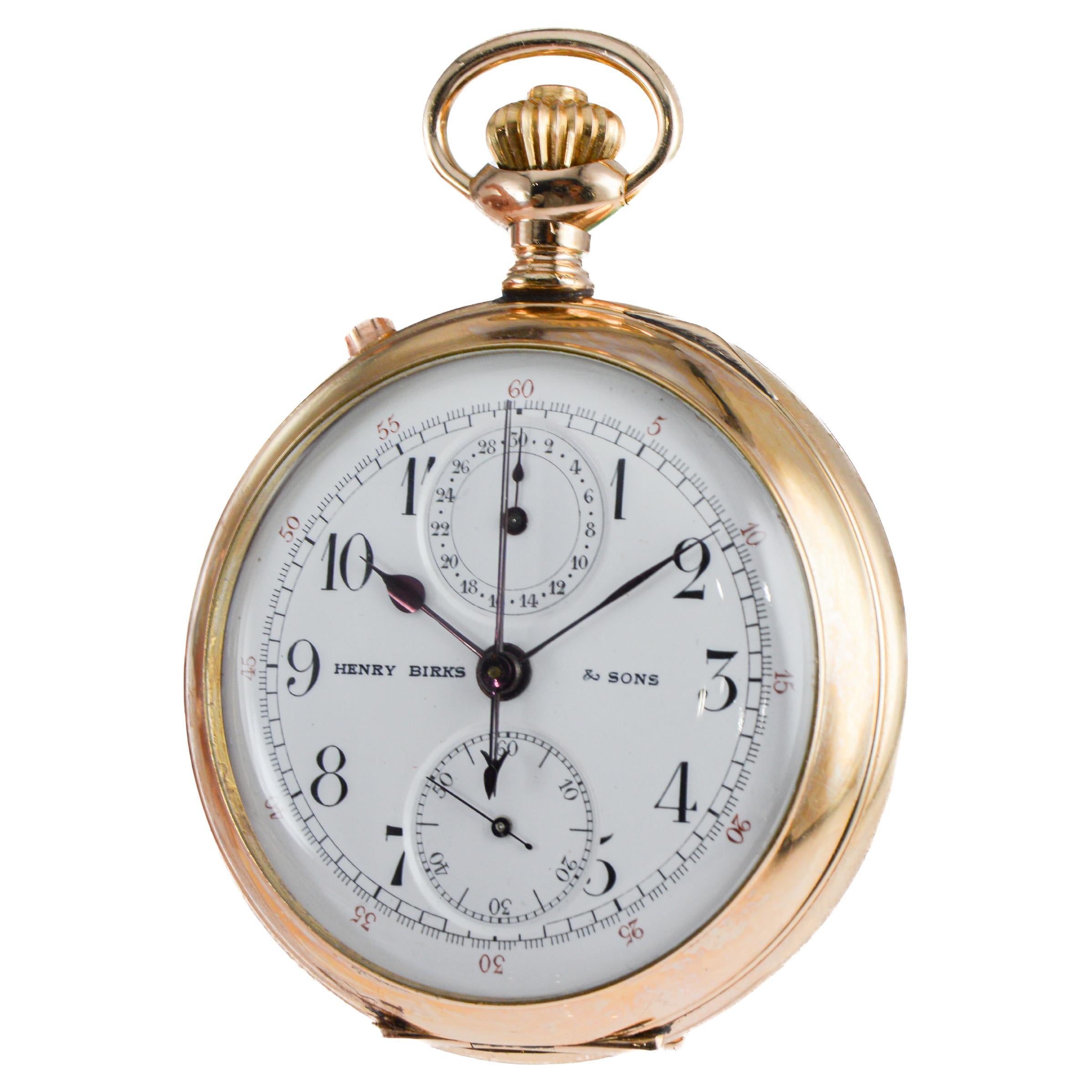 Birks & Son Split Seconds Pocket Watch Orologio del 1920 originale con quadrante impeccabile in vendita 3