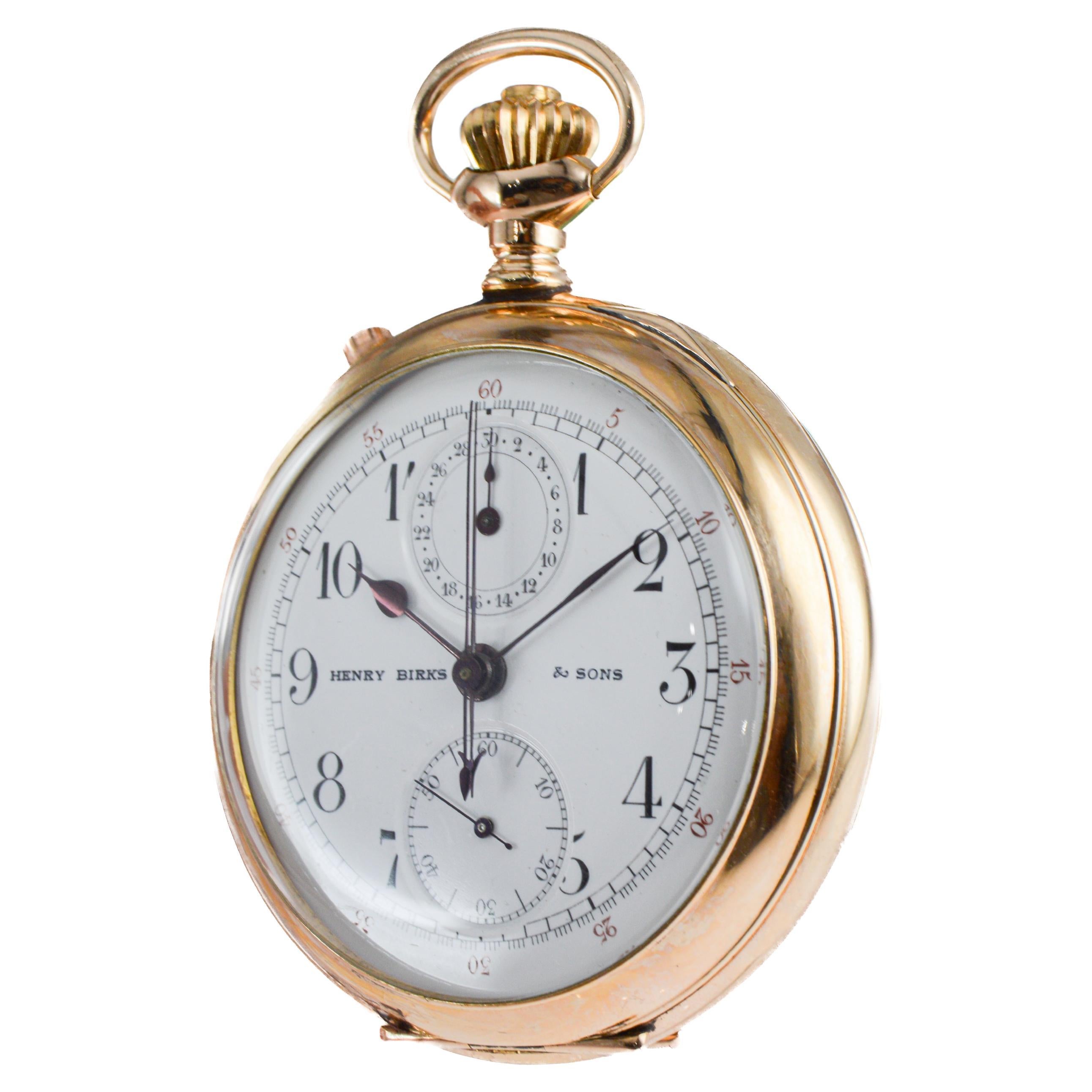 Birks & Son Split Seconds Pocket Watch Orologio del 1920 originale con quadrante impeccabile in vendita 4