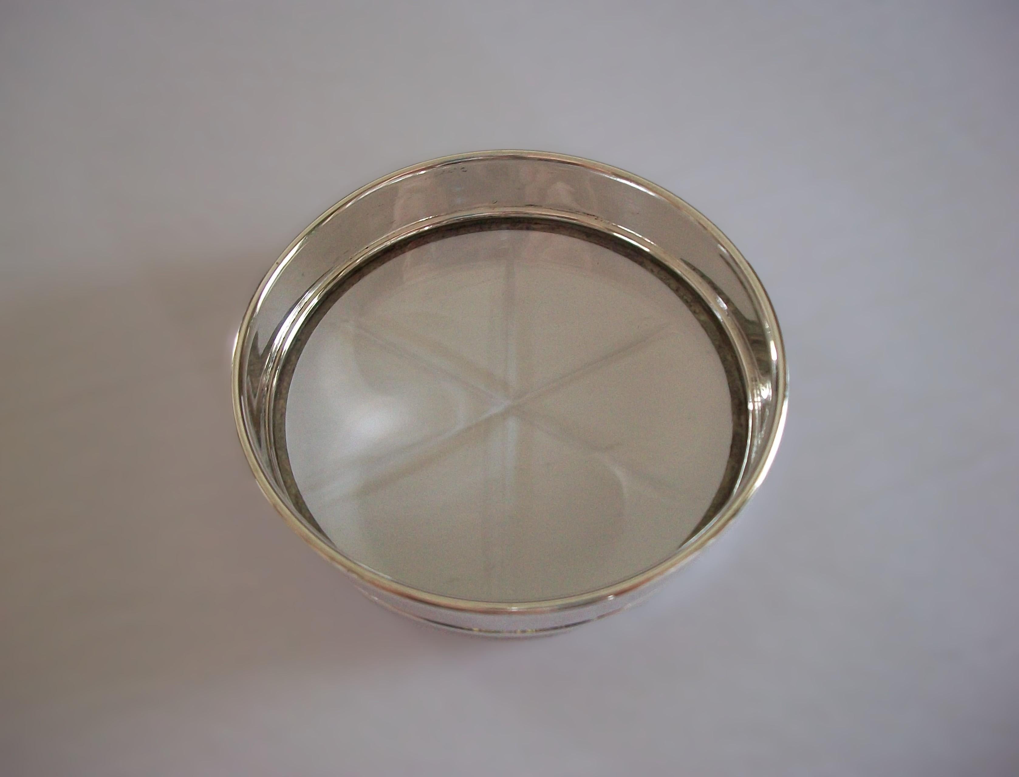 Canadian BIRKS - Sterling Silver & Cut Glass Coaster - Canada - Late 20th Century For Sale