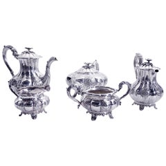 Set café-thé 5 pièces en argent sterling repoussé de Birks Fabulous Estate Find