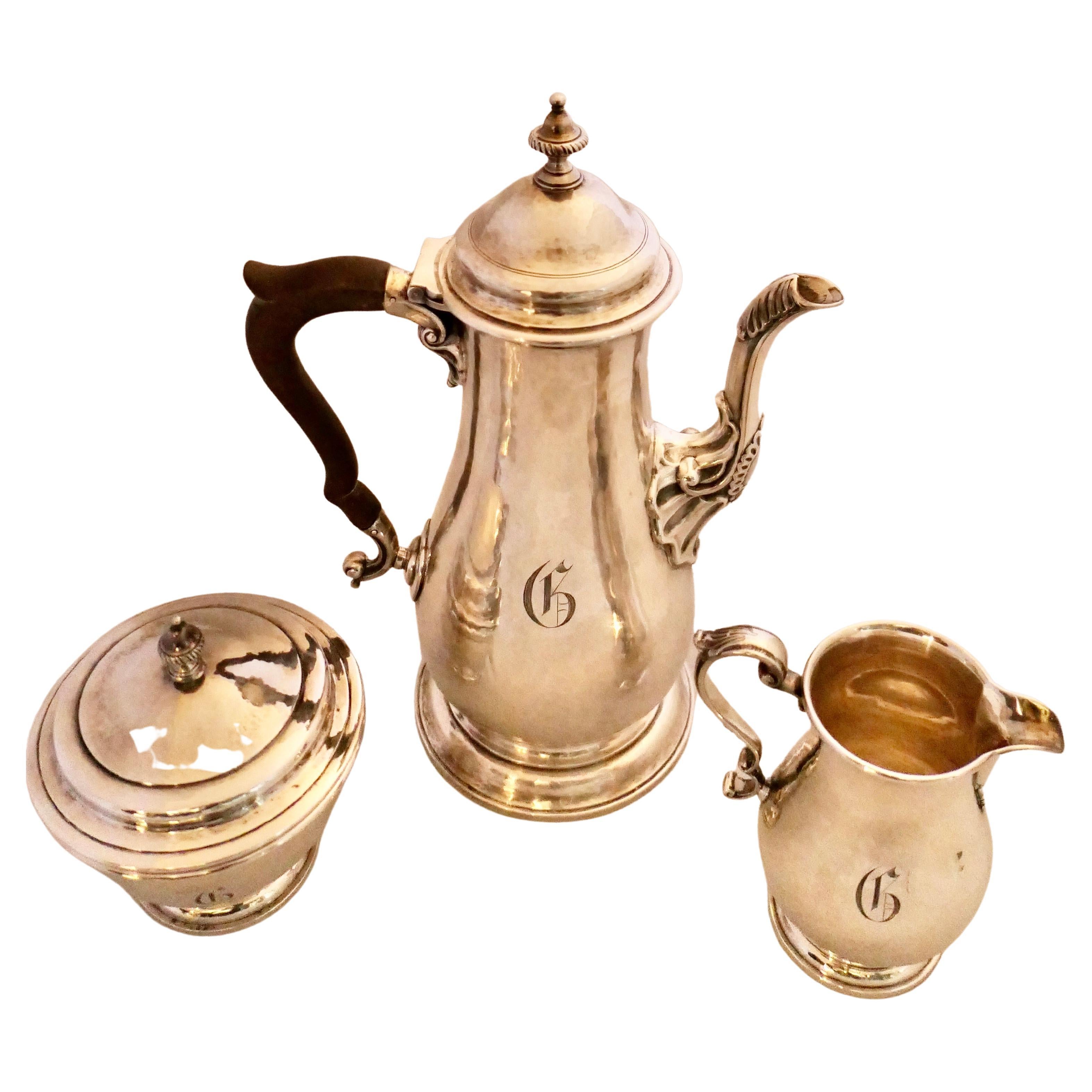 Birks Sterling Silver & wood Tea Set For Sale