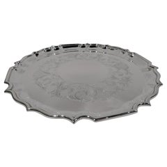 Birks Sterling Silver Tray with Georgian Piecrust Rim