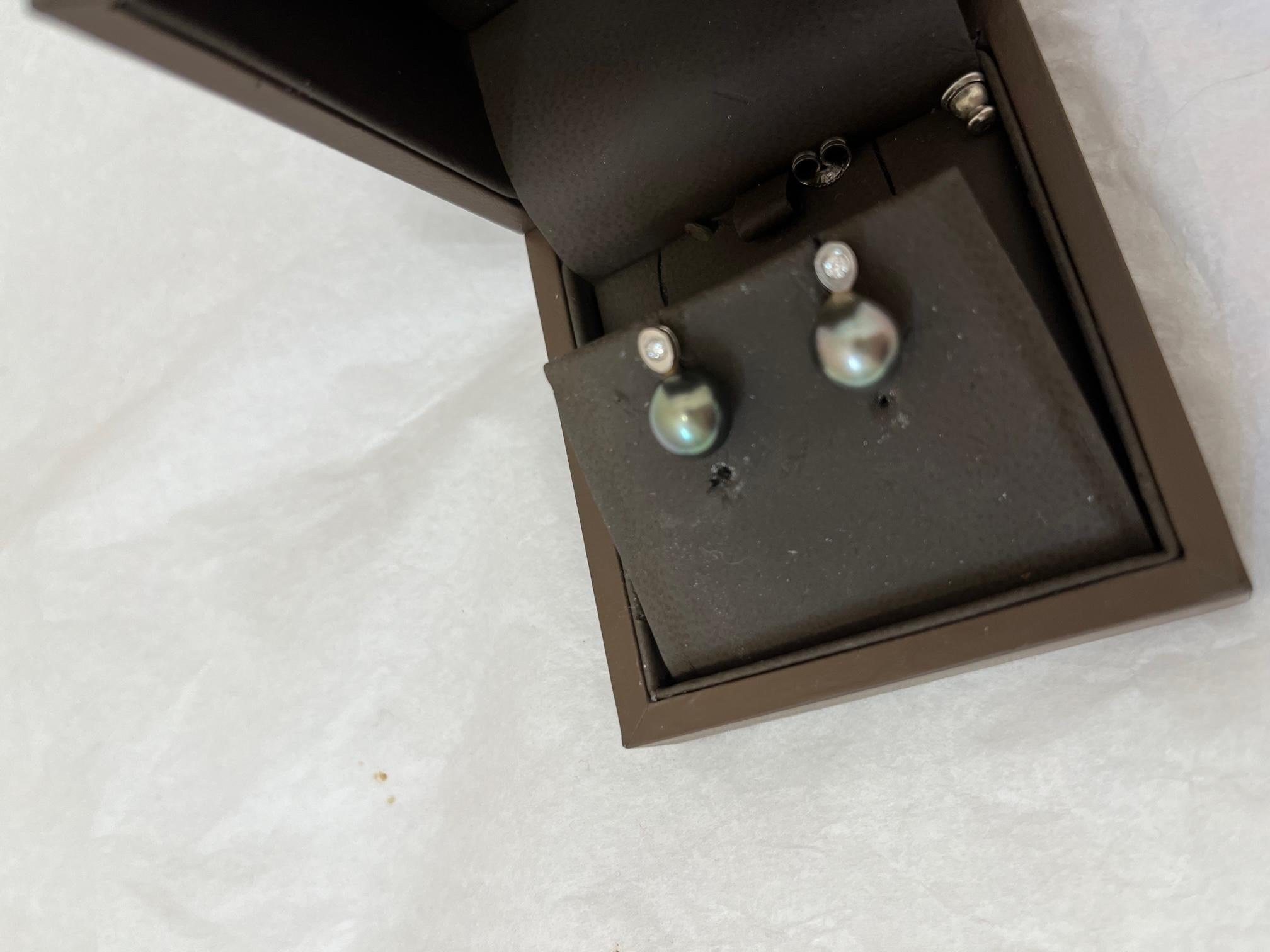 Birks Tahiti-Perle und Diamant-Ohrringe in 18kt Weißgold m/Box Damen im Angebot
