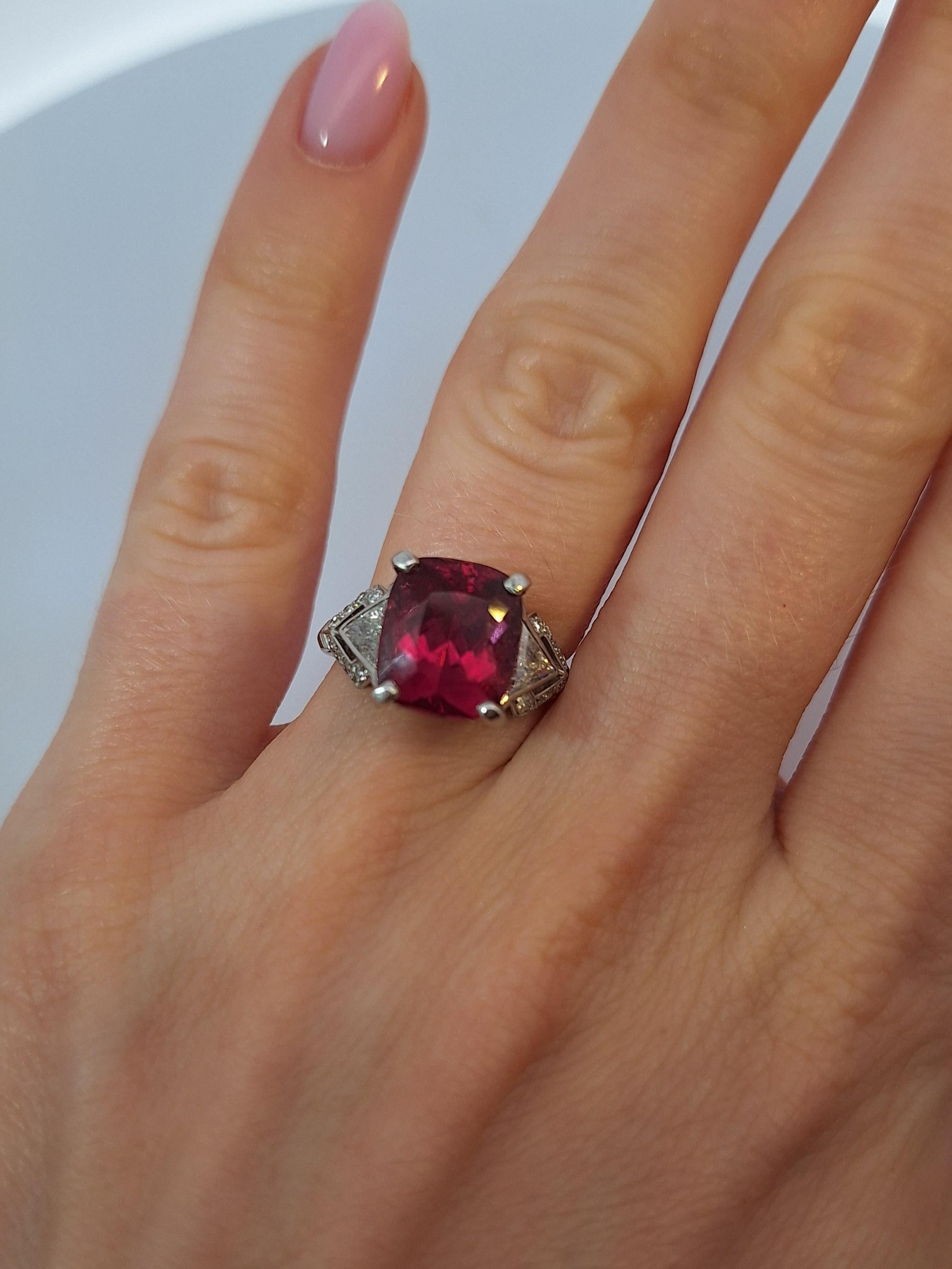 STONE: Natural Diamonds: Approx 1.00Ctw
STONE: Natura Pink Tourmaline: 5.00Ctw
MATERIAL: Platinum
DIMENSIONS: Size 5 FREE RESIZING
WEIGHT: 5.9 grams
Comes with Appraisal