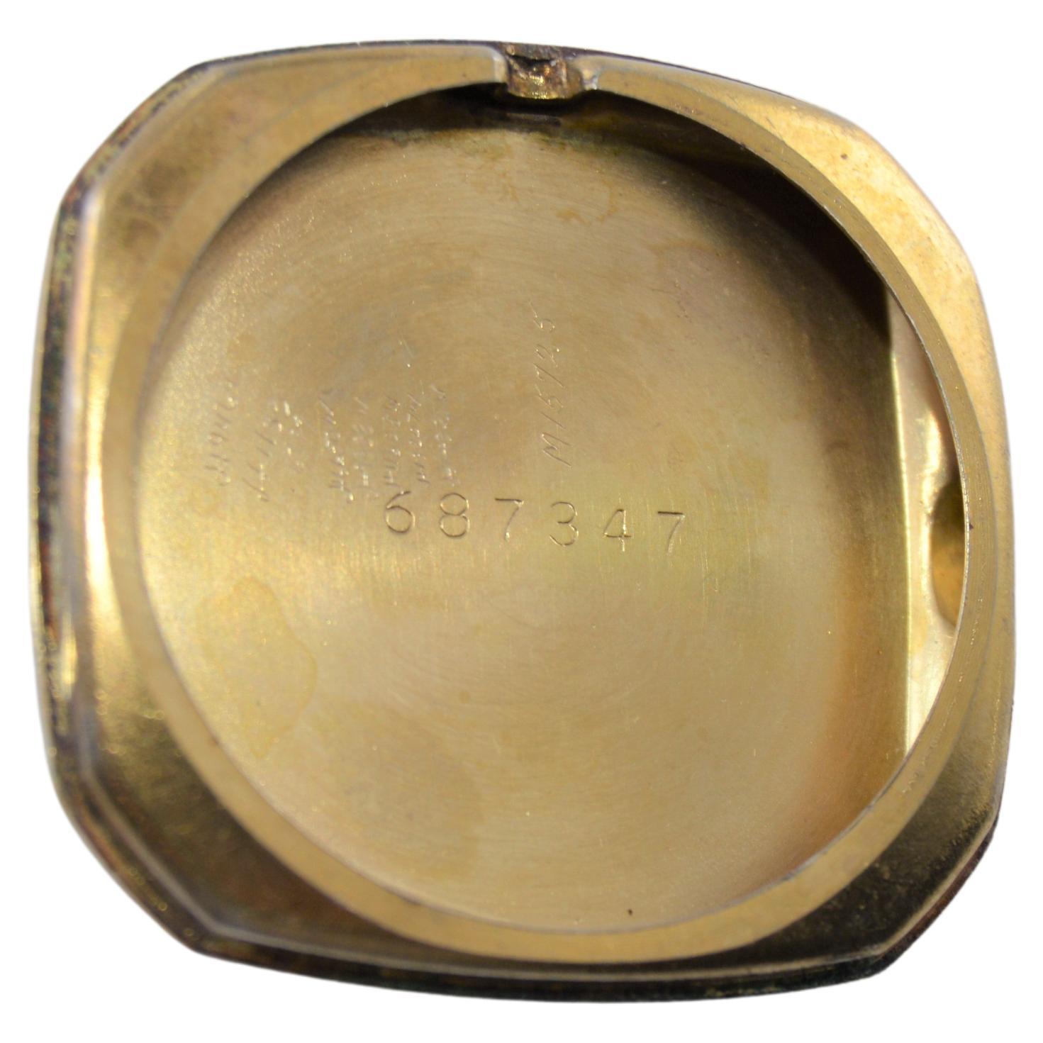 Birks Montre Art déco en forme de tonneau remplie d'or jaune avec cadran d'origine, 1944 en vente 6