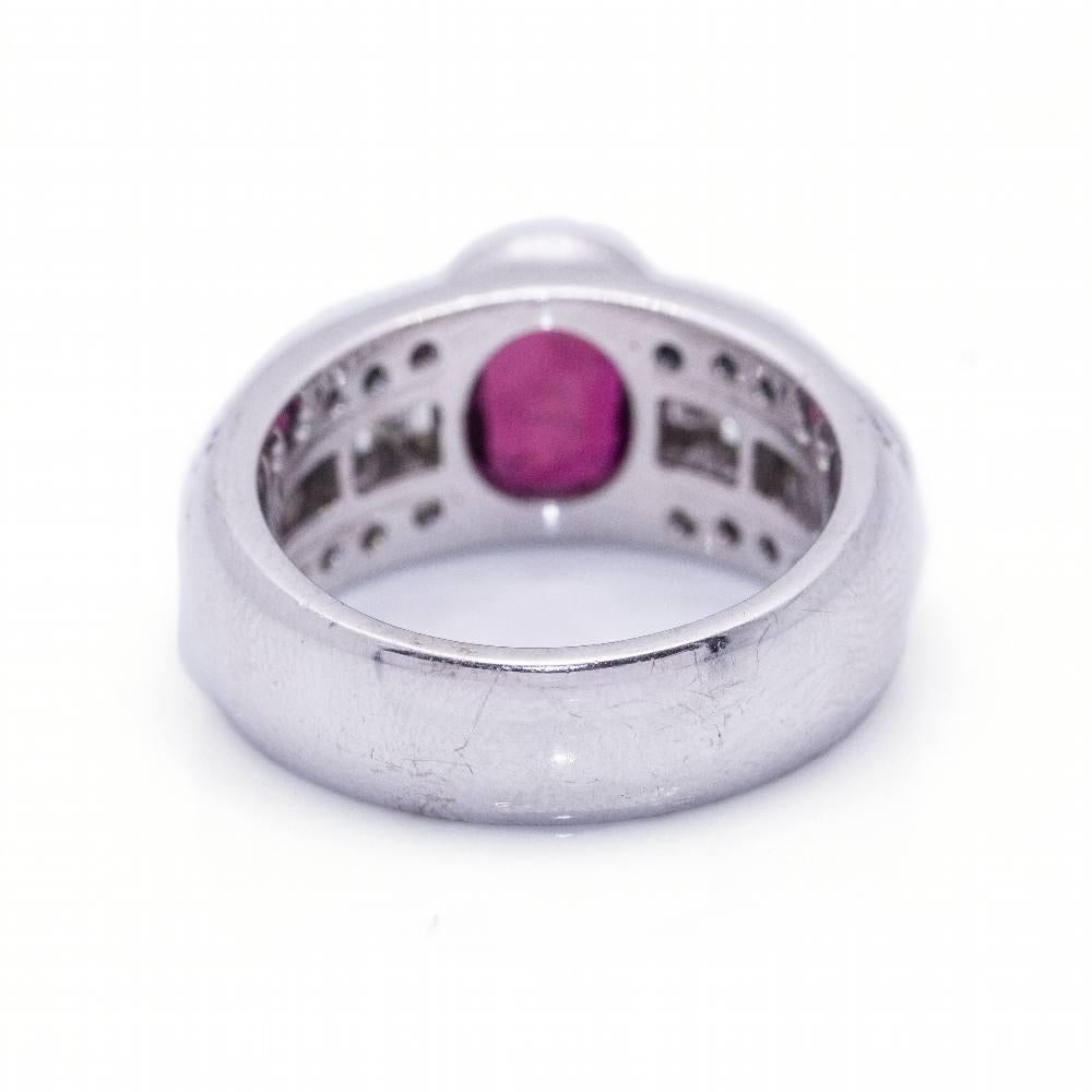 Brilliant Cut BIRMANIA White Gold and Ruby Ring For Sale