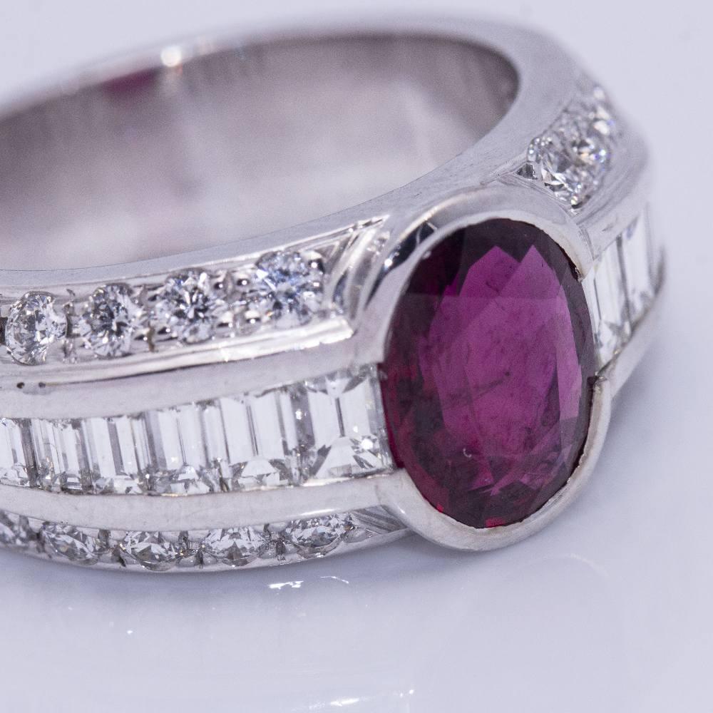 Women's or Men's BIRMANIA White Gold and Ruby Ring For Sale