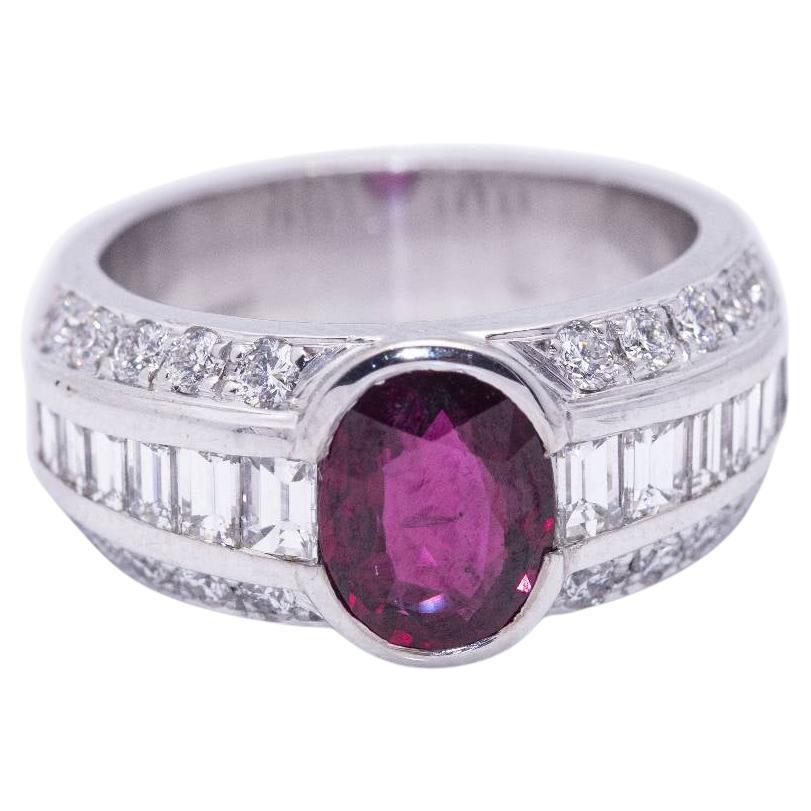 BIRMANIA White Gold and Ruby Ring For Sale