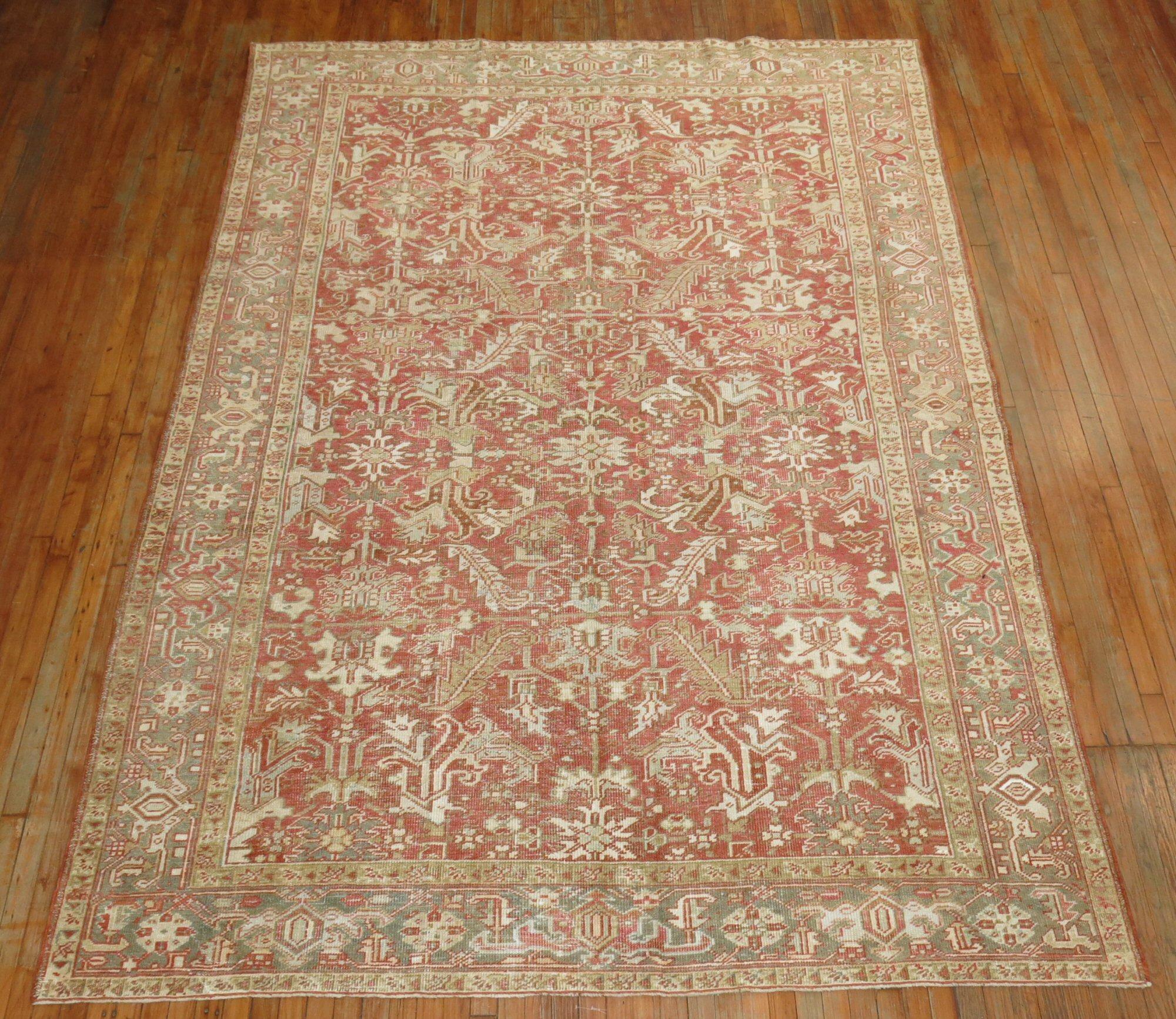 Heriz Serapi Birmingham Brick Red Color Persian Heriz Oriental Antique Room Carpet For Sale