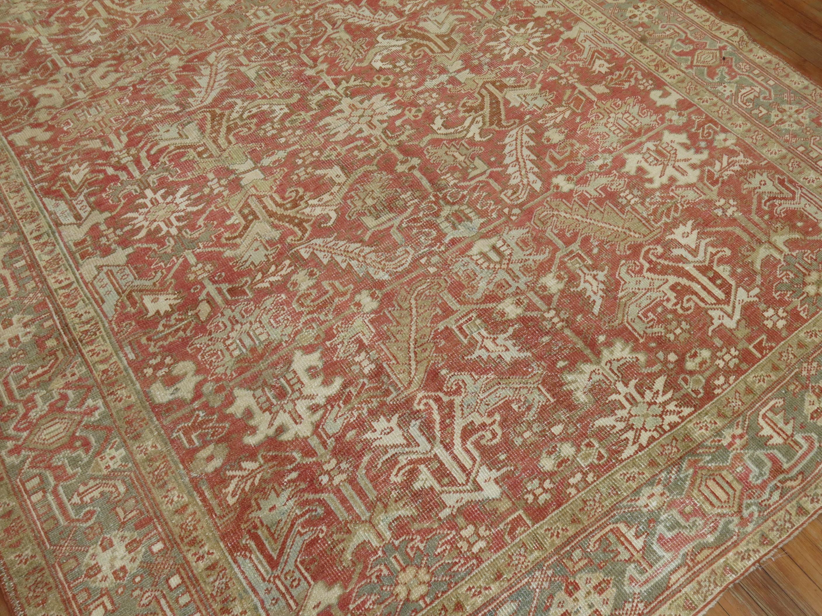Birmingham Brick Red Color Persian Heriz Oriental Antique Room Carpet For Sale 1