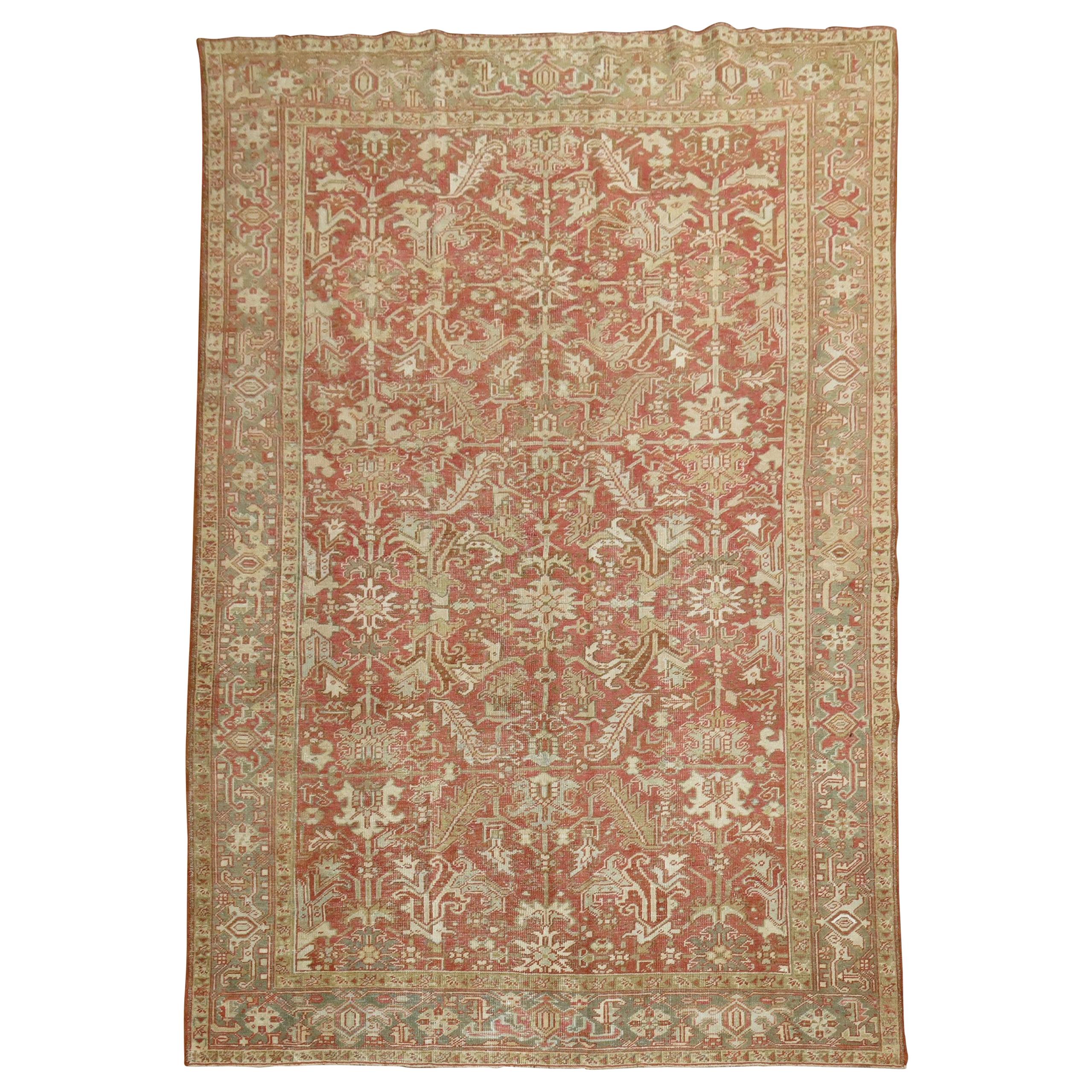 Birmingham Brick Red Color Persian Heriz Oriental Antique Room Carpet For Sale