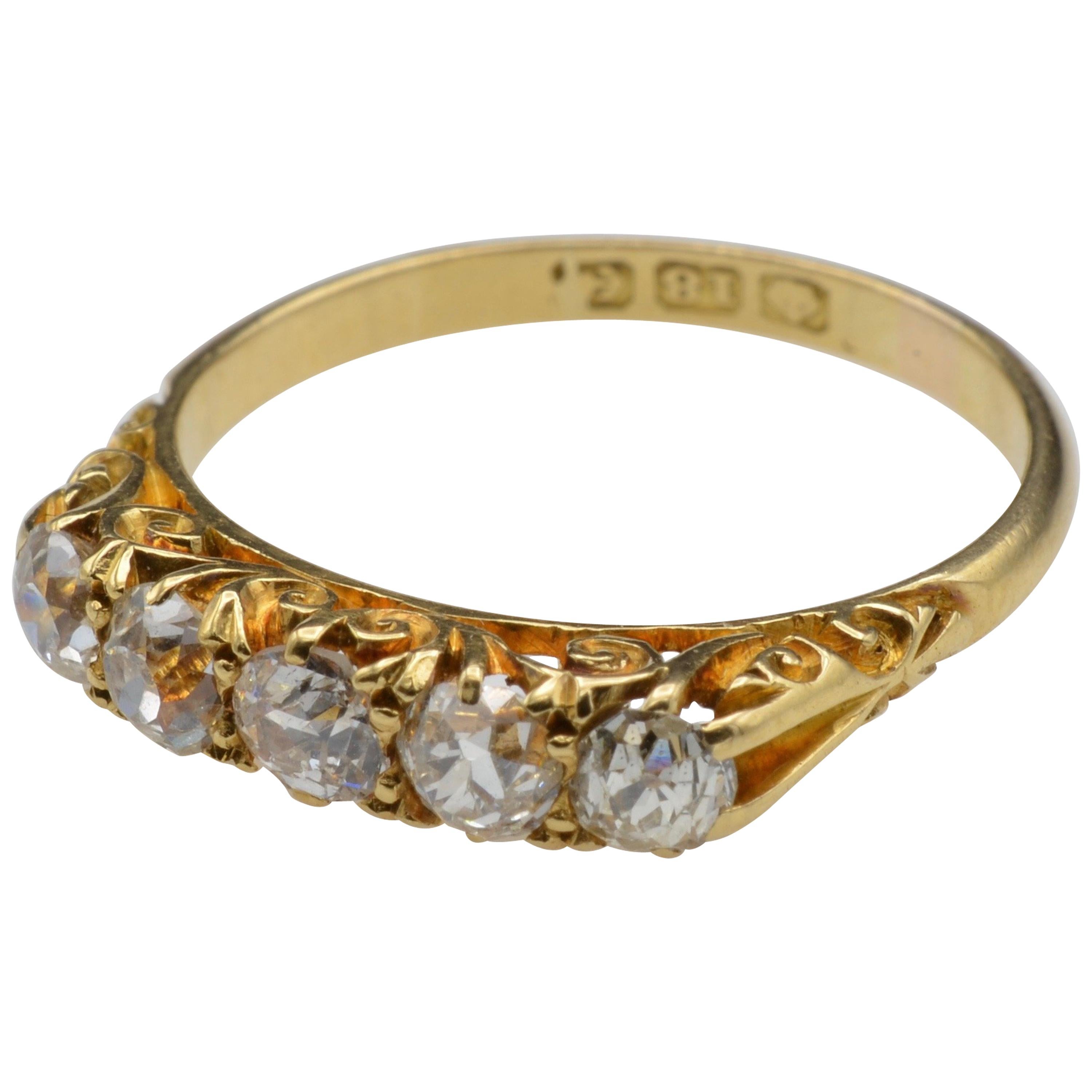 Birmingham 1900 Diamond 18 Karat Gold Anniversary Band For Sale at ...