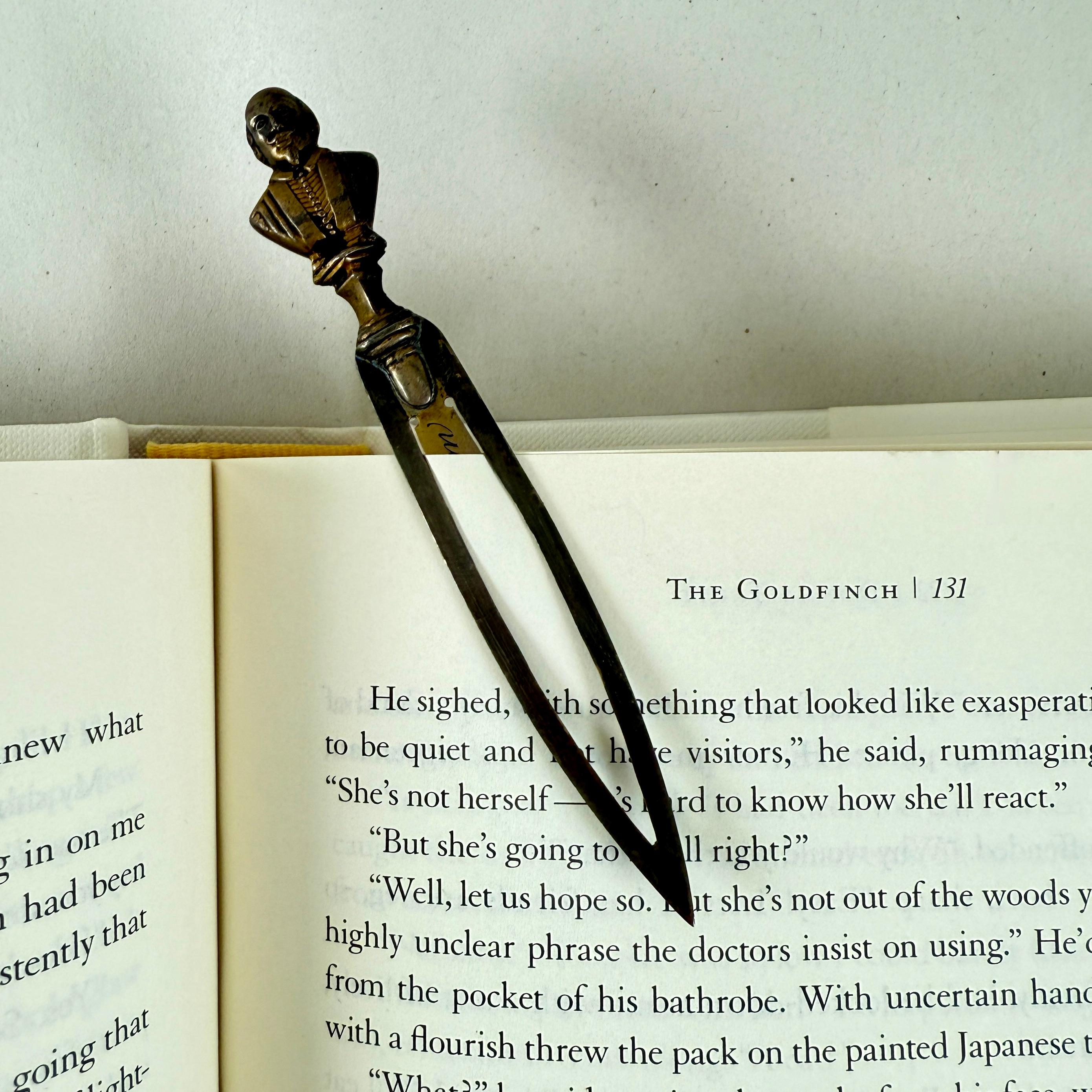 Edwardian Birmingham English Brass Shakespeare Letter Knife-Bookmark, dated 1902 For Sale