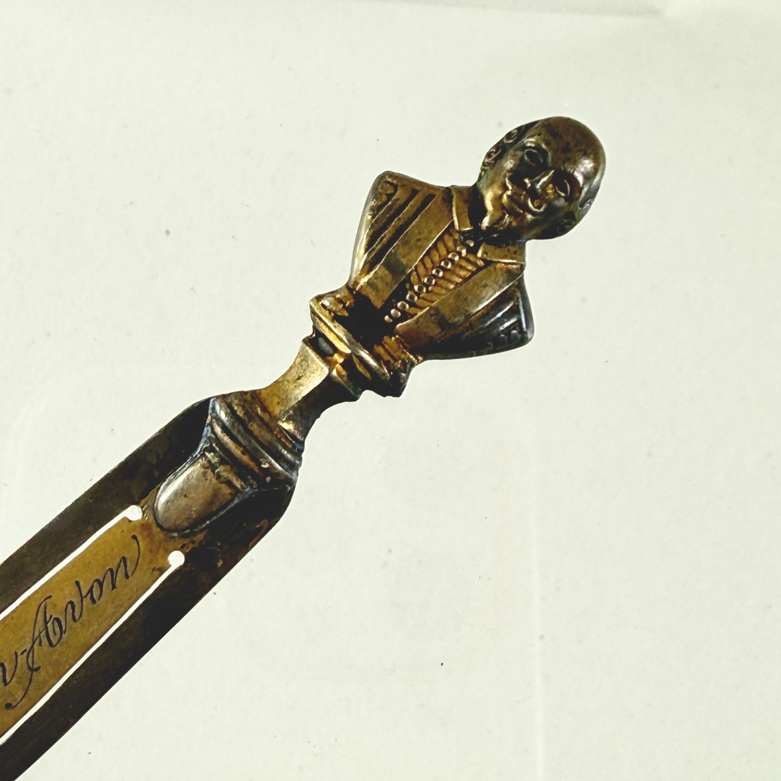 Metalwork Birmingham English Brass Shakespeare Letter Knife-Bookmark, dated 1902 For Sale