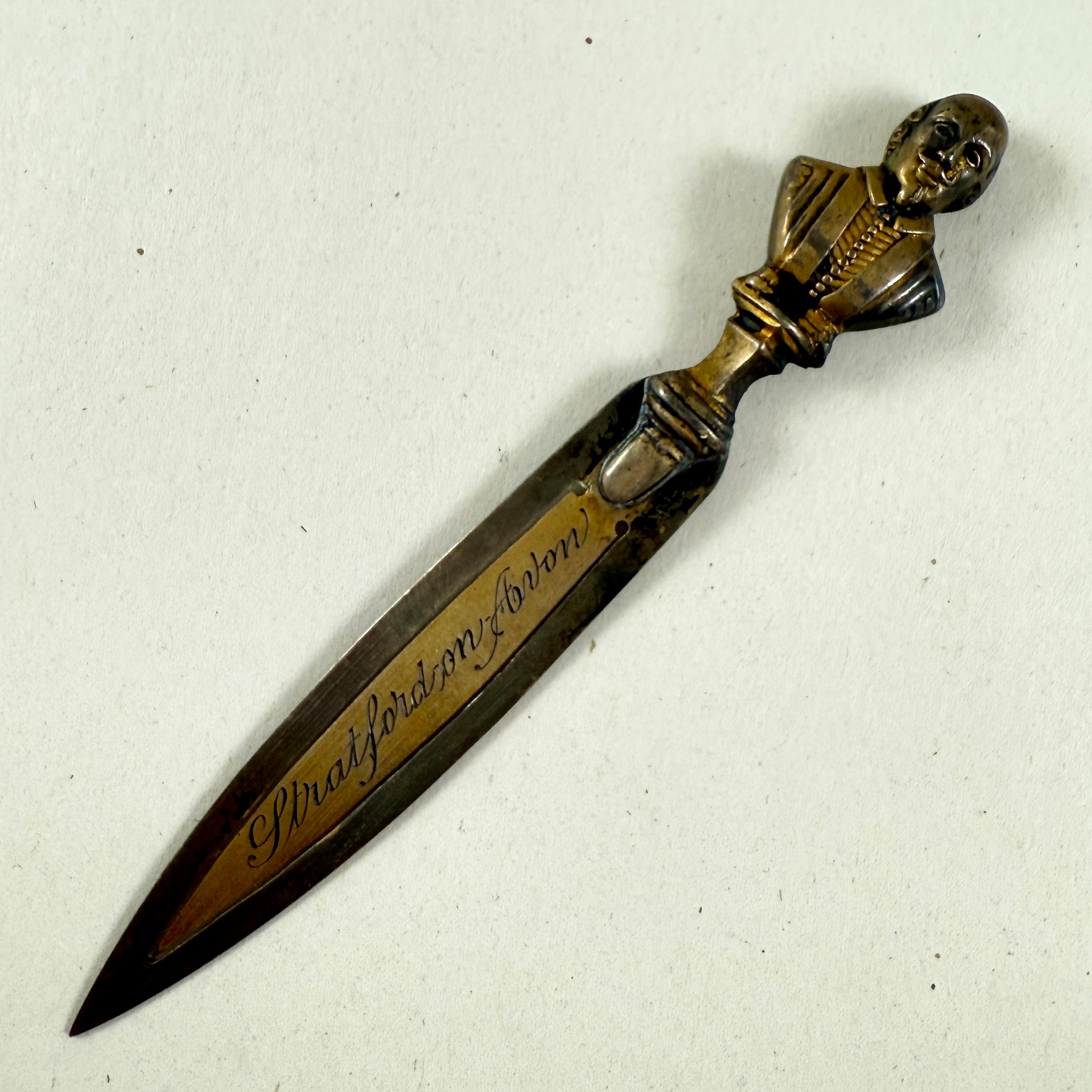 Birmingham English Brass Shakespeare Letter Knife-Bookmark, dated 1902 For Sale 1