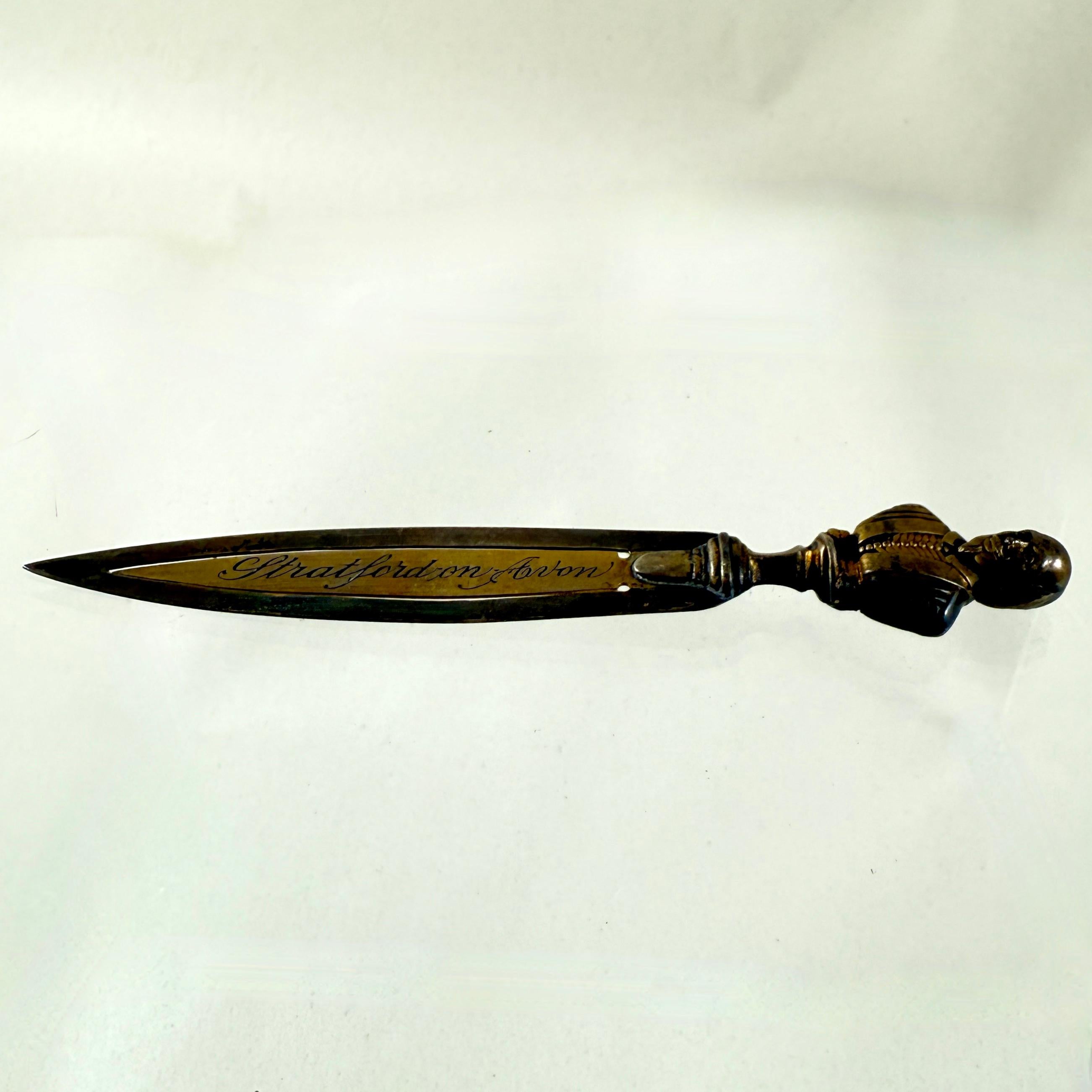 Birmingham English Brass Shakespeare Letter Knife-Bookmark, dated 1902 For Sale 3