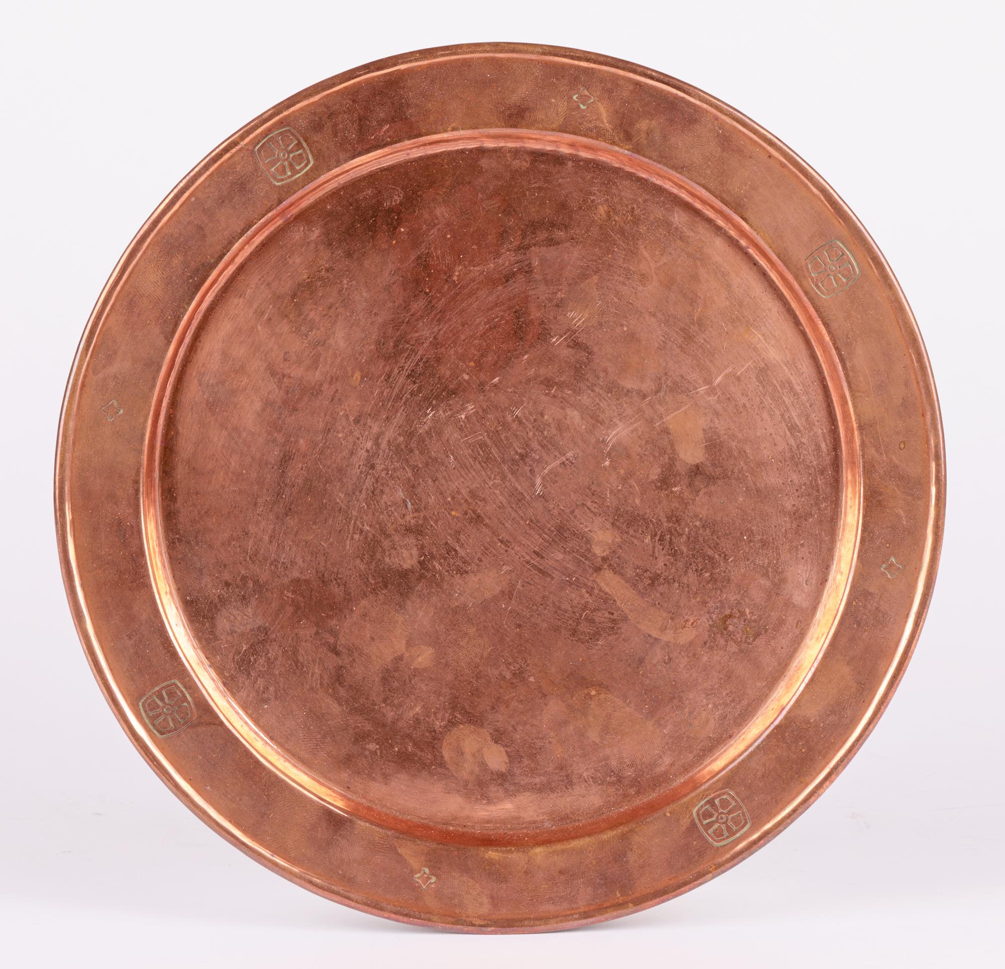 Hand-Crafted Birmingham Guild Arts & Crafts Copper Paten or Tray For Sale