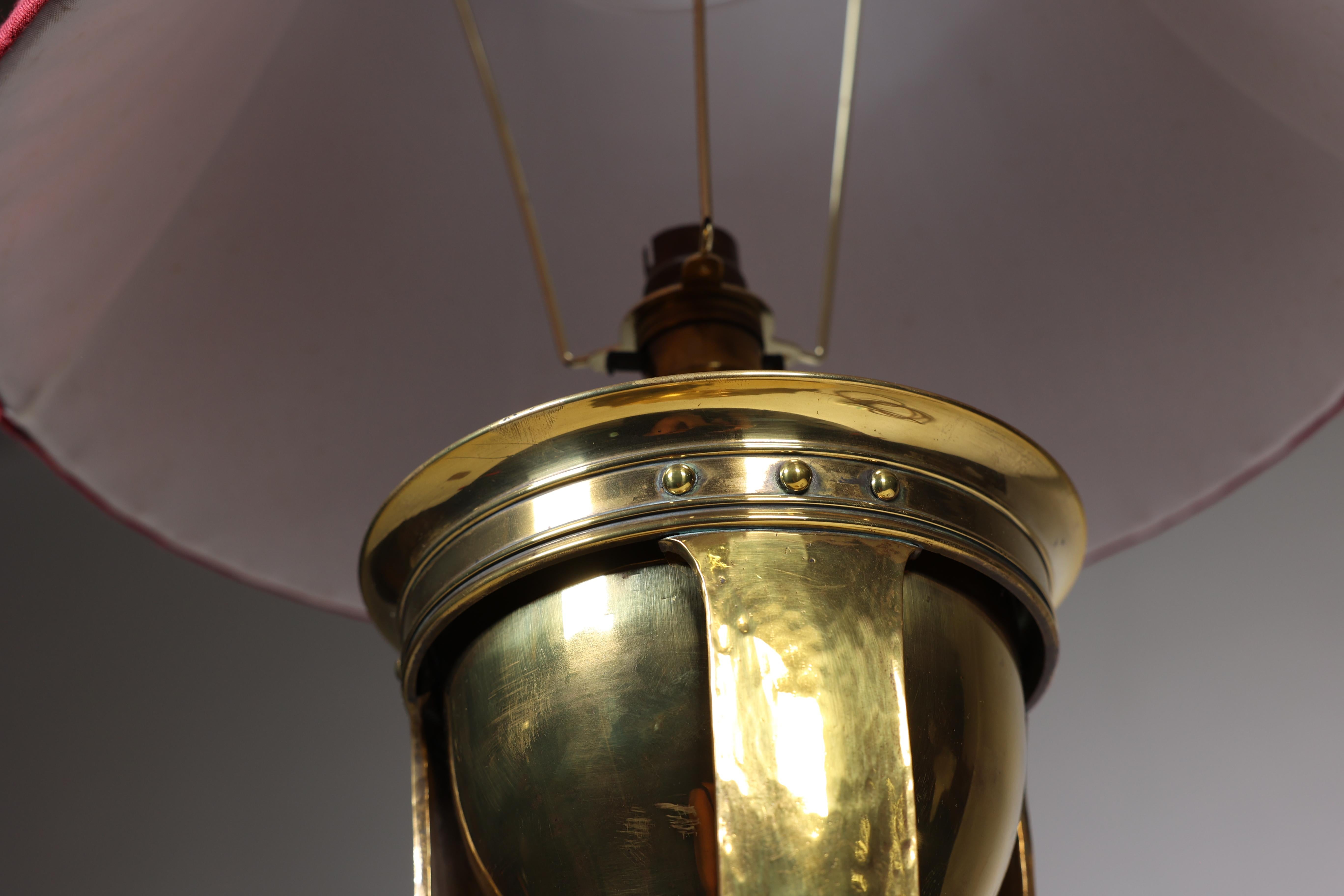 English Arthur Dixon Birmingham Guild of Handicraft. Rare Arts & Crafts brass table lamp For Sale