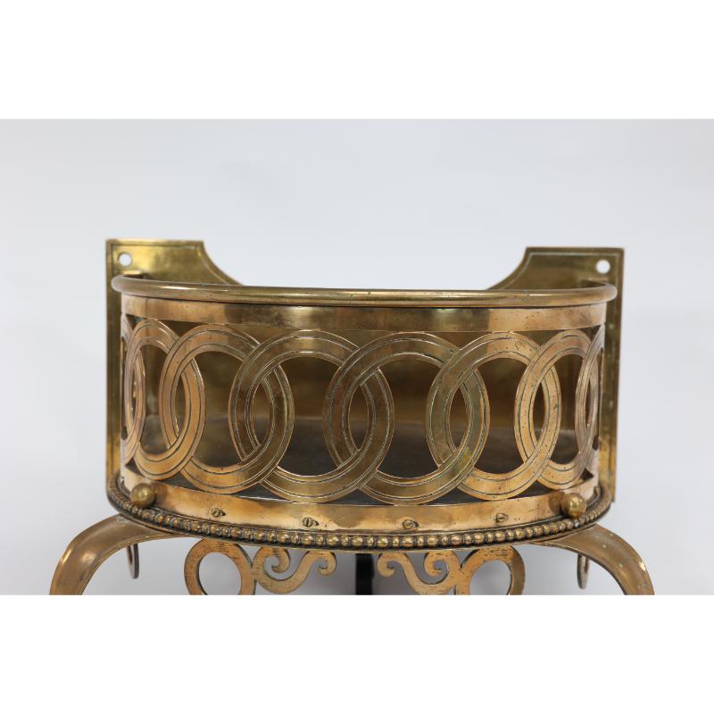 Birmingham Guild of Handicraft attributed. A gilded semi-circular brass planter. For Sale 5