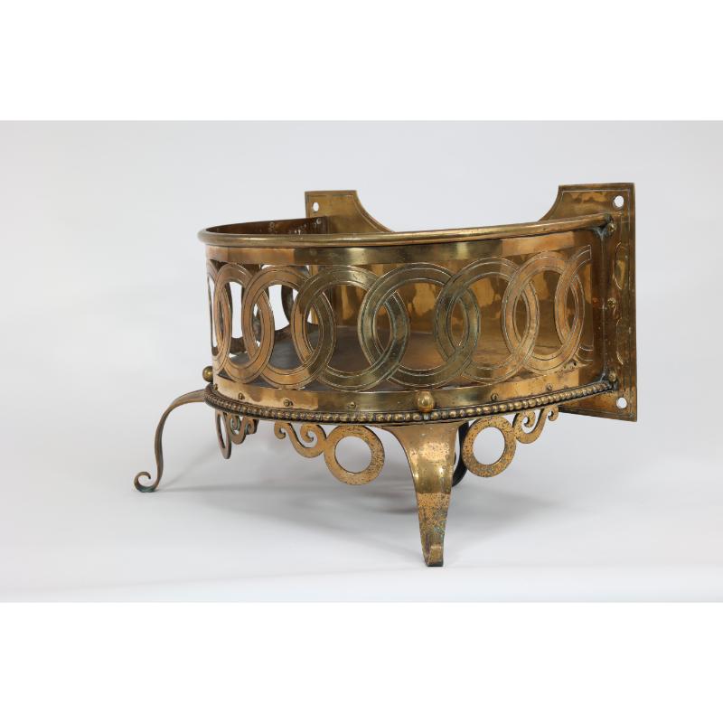 Arts and Crafts Birmingham Guild of Handicraft attributed. A gilded semi-circular brass planter. For Sale
