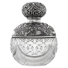 Antique Birmingham Silver and Cut Glass Perfume Bottle