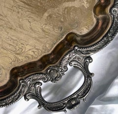 Birmingham Silver Co Lg Silverplate Handled Footed Tray Plating Loss (plateau à pieds en métal argenté)