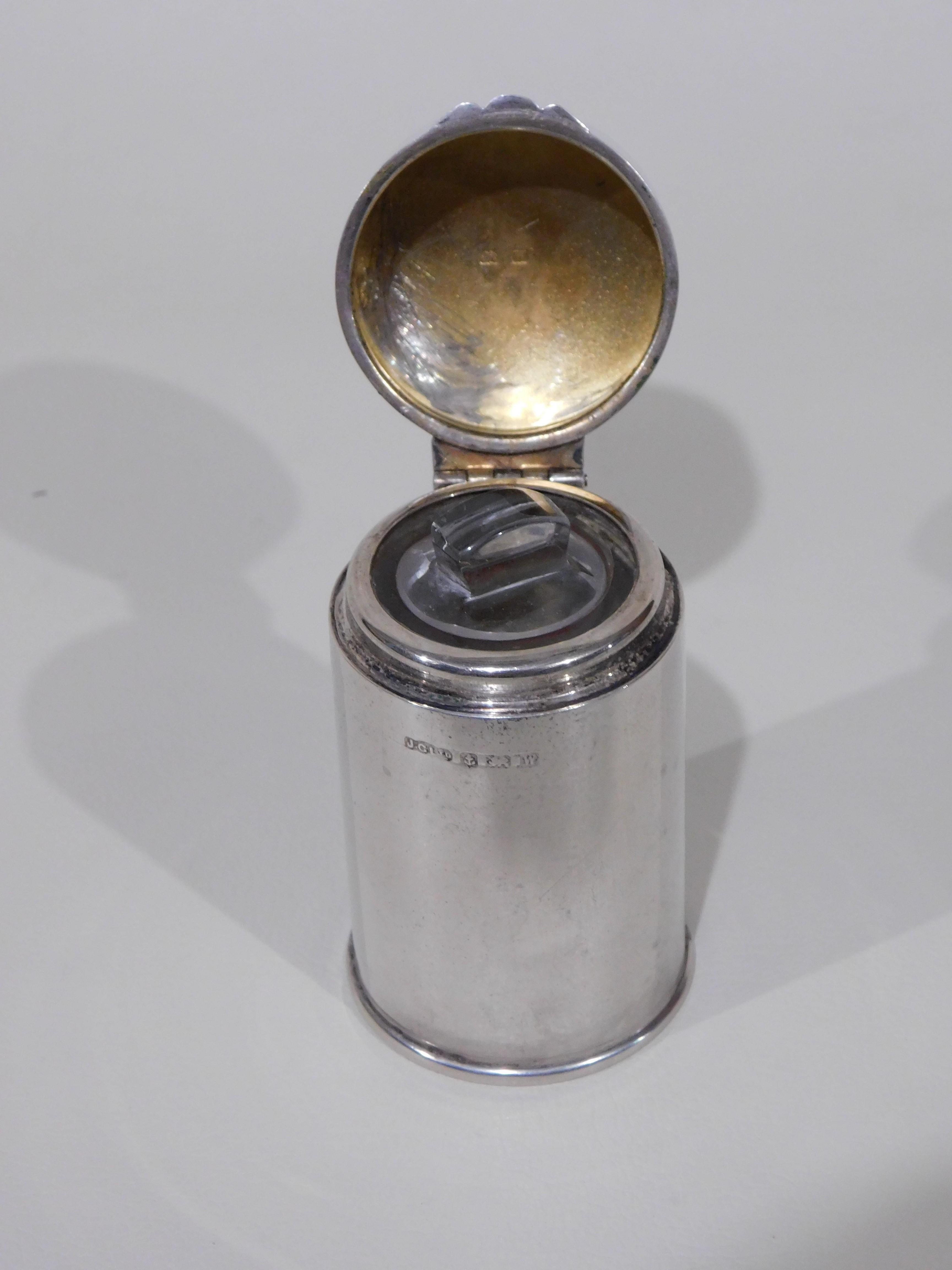 English Birmingham Sterling Silver Perfume Bottle J.C. Ltd