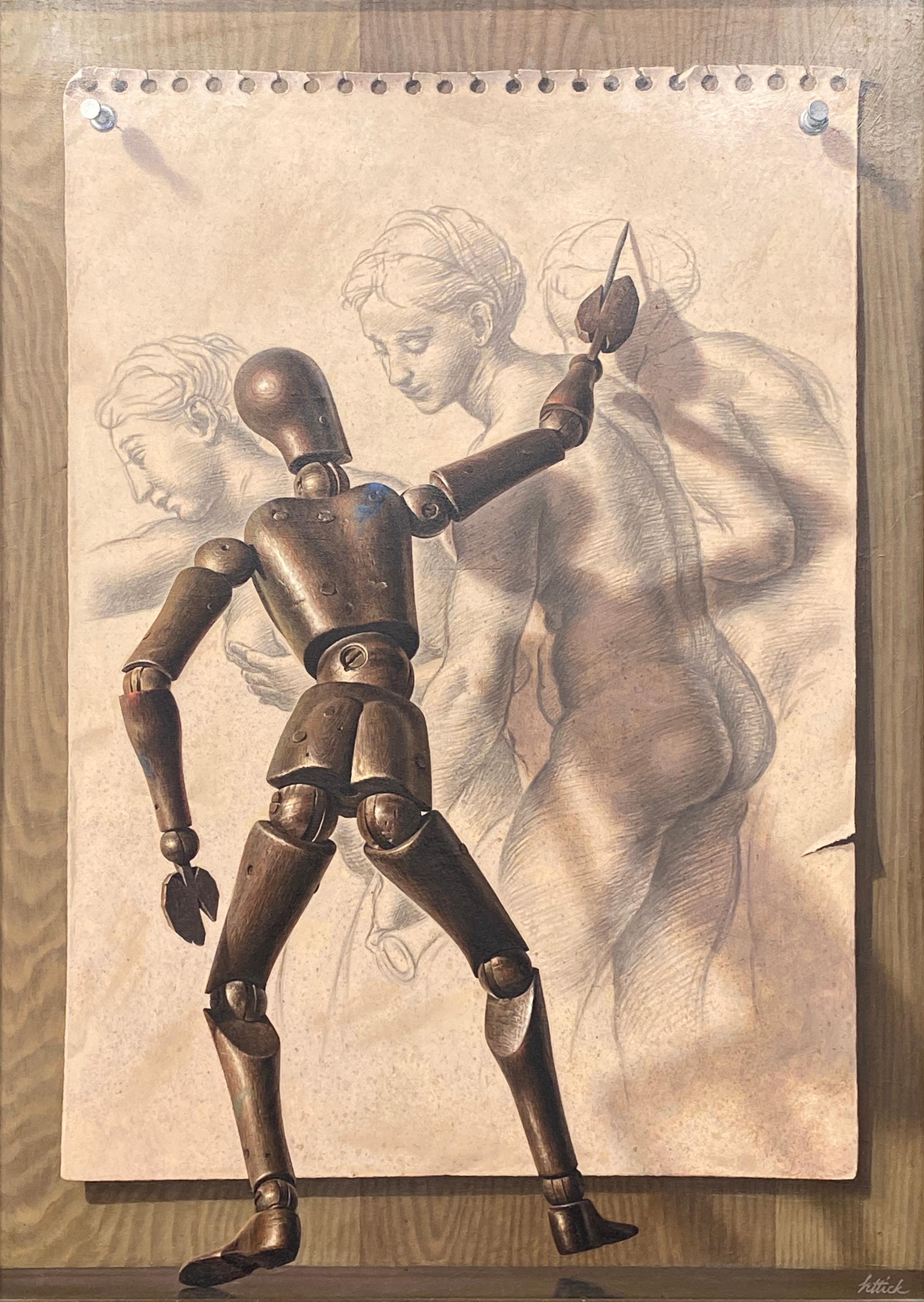 Le cadeau fatal, dessin d'artiste - Painting de Birney Lettick