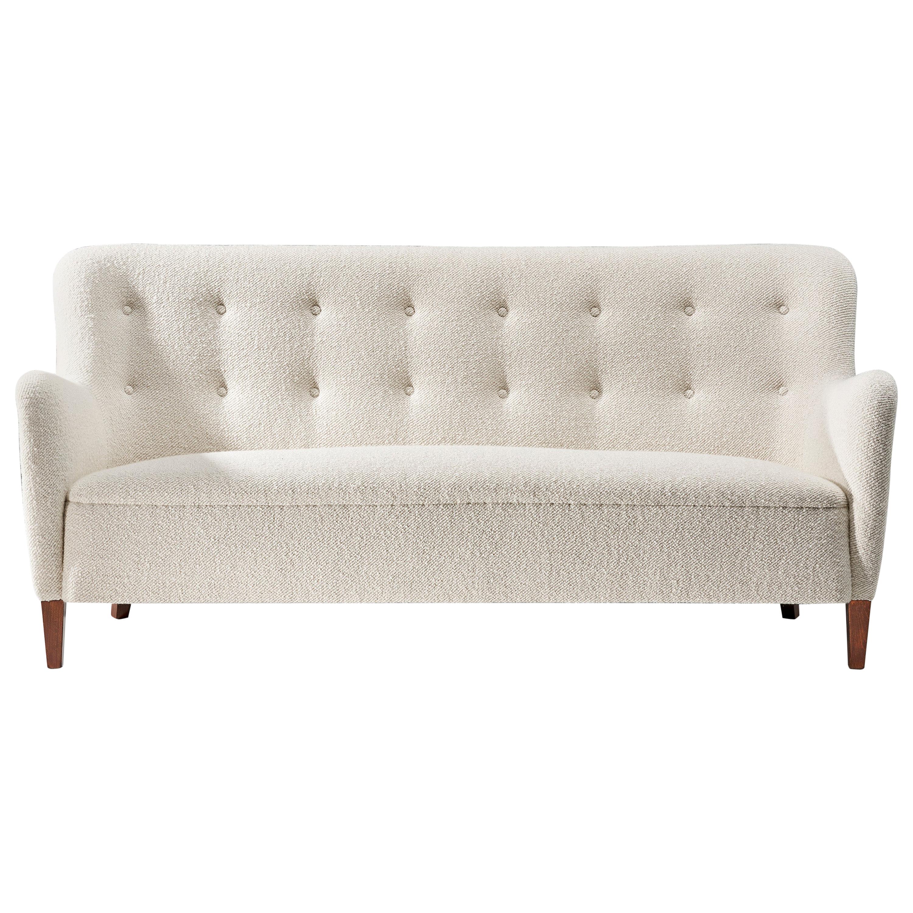 Birte Iversen 1940s Vintage Danish Boucle Sofa For Sale