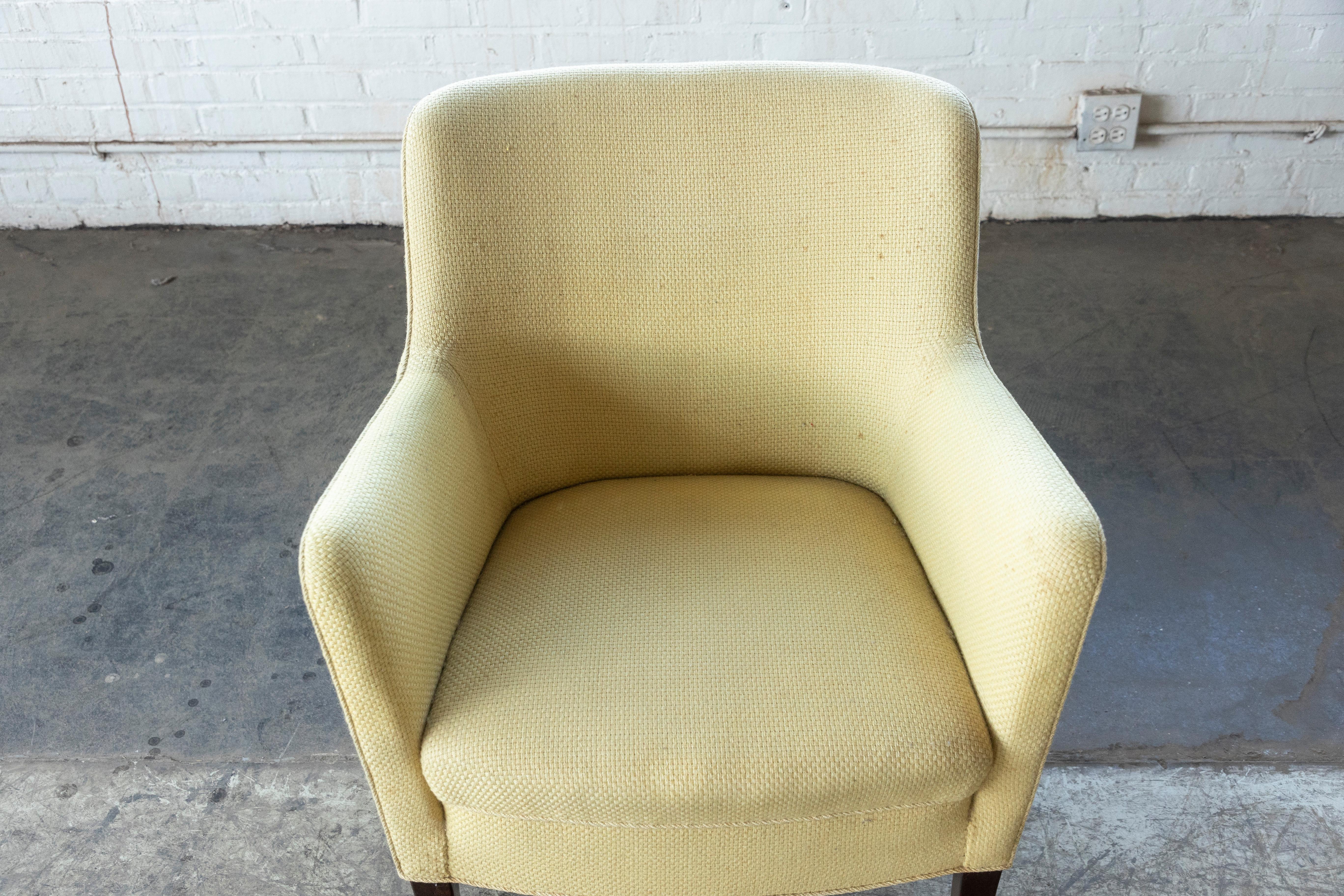 Wool Birte Iversen Attributed Classic Danish 1950s Lounge Chair