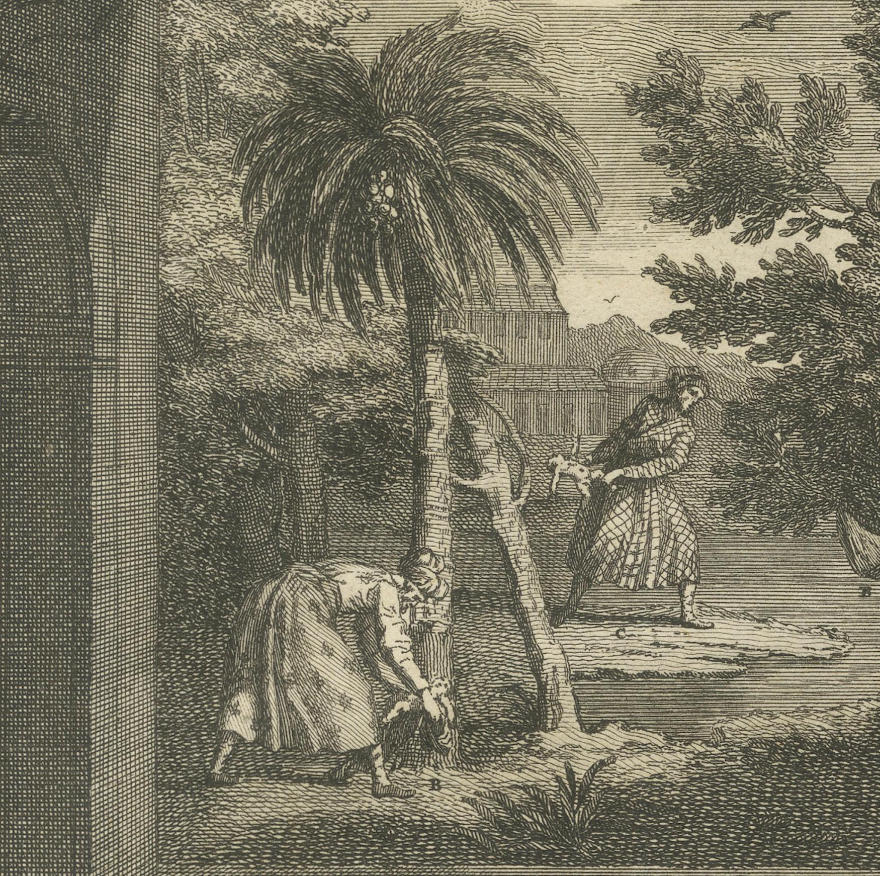 Rituales de Nacimiento y Nombramiento de los Banianos - Raro Grabado Costumbrista Indio de 1734 Papel en venta