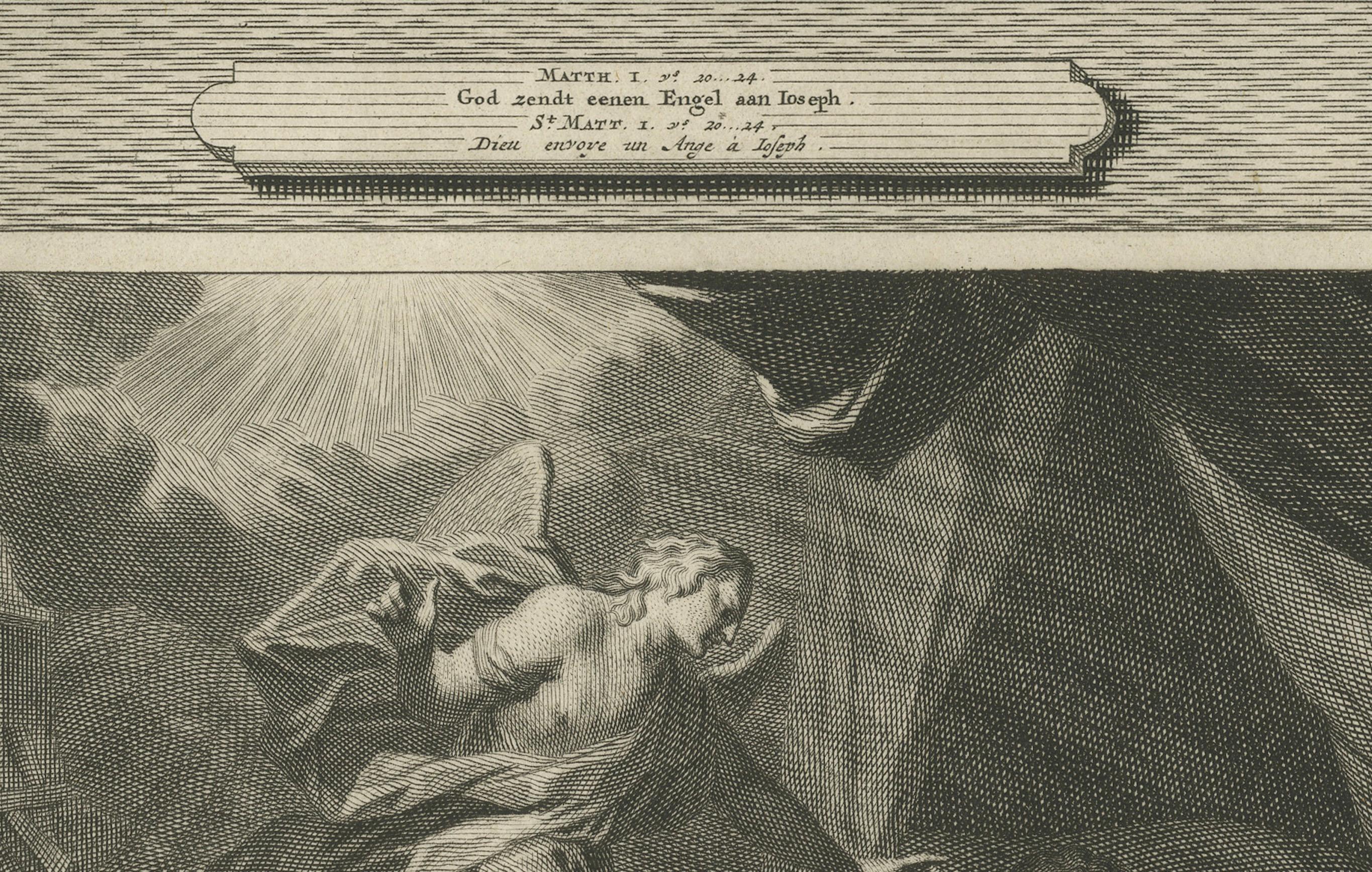 Néerlandais Naissance de I Johns et apparition de l'Angel à Joseph, Pieter Mortier, vers 1700 en vente