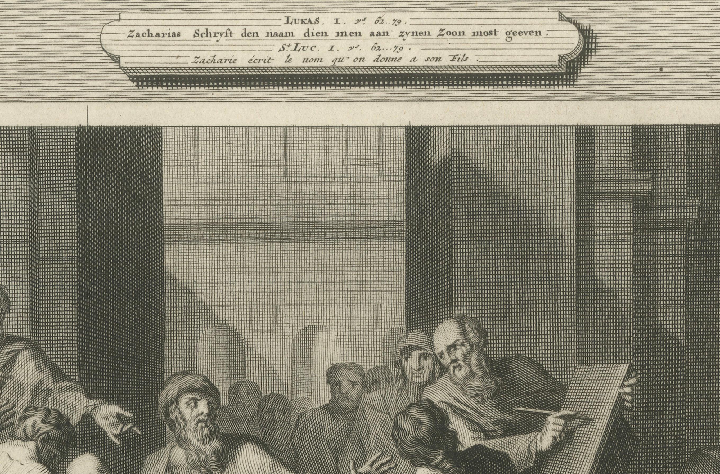 Naissance de I Johns et apparition de l'Angel à Joseph, Pieter Mortier, vers 1700 Bon état - En vente à Langweer, NL