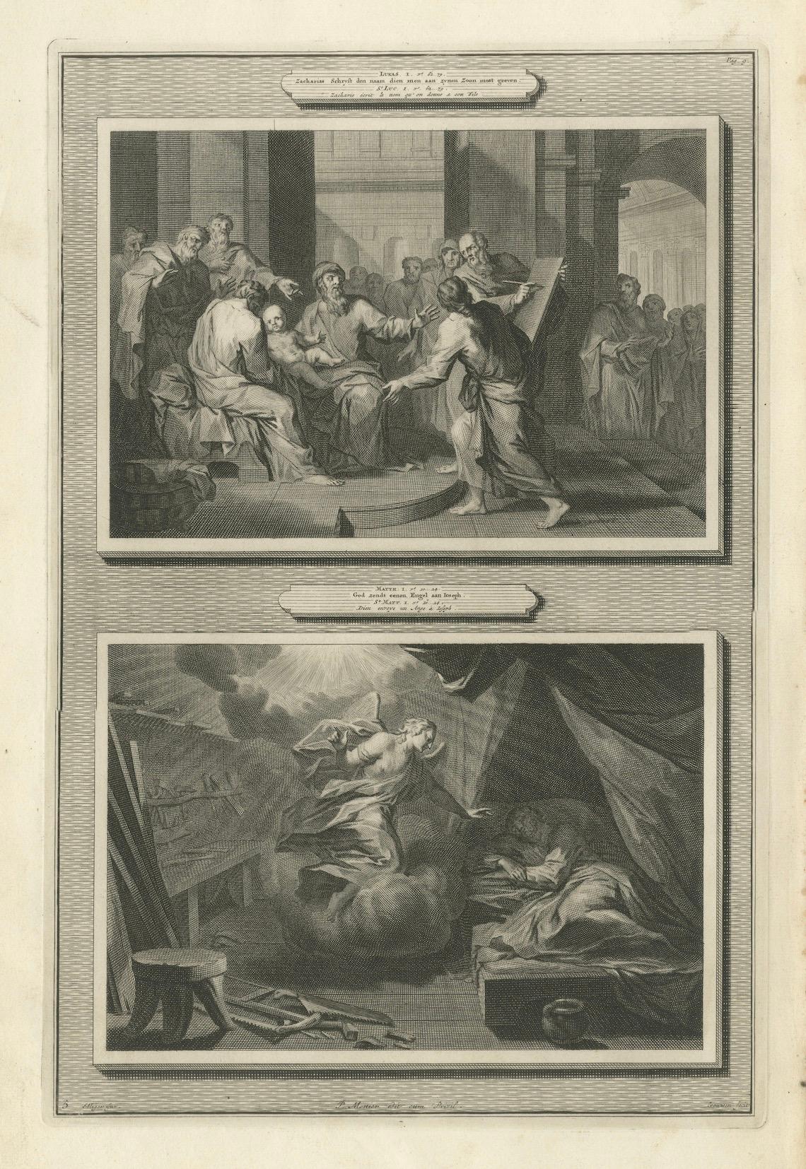 Naissance de I Johns et apparition de l'Angel à Joseph, Pieter Mortier, vers 1700 en vente 2