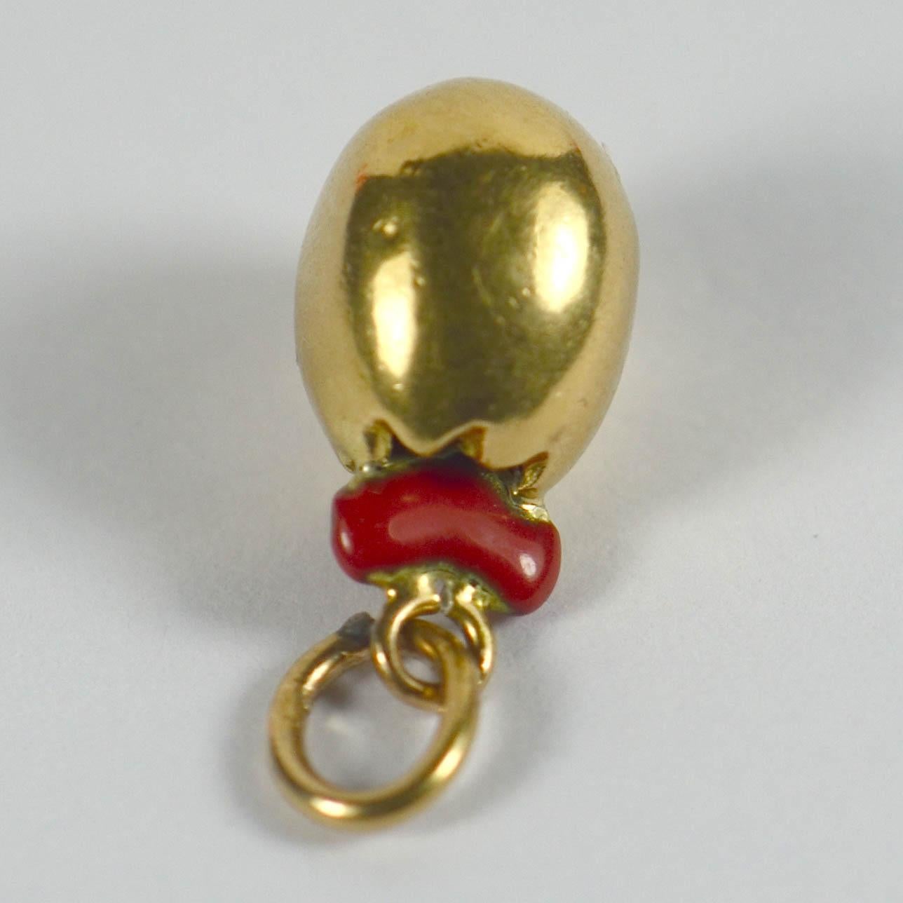 Birth of Love Gold Enamel Egg Heart Charm Pendant In Fair Condition In London, GB