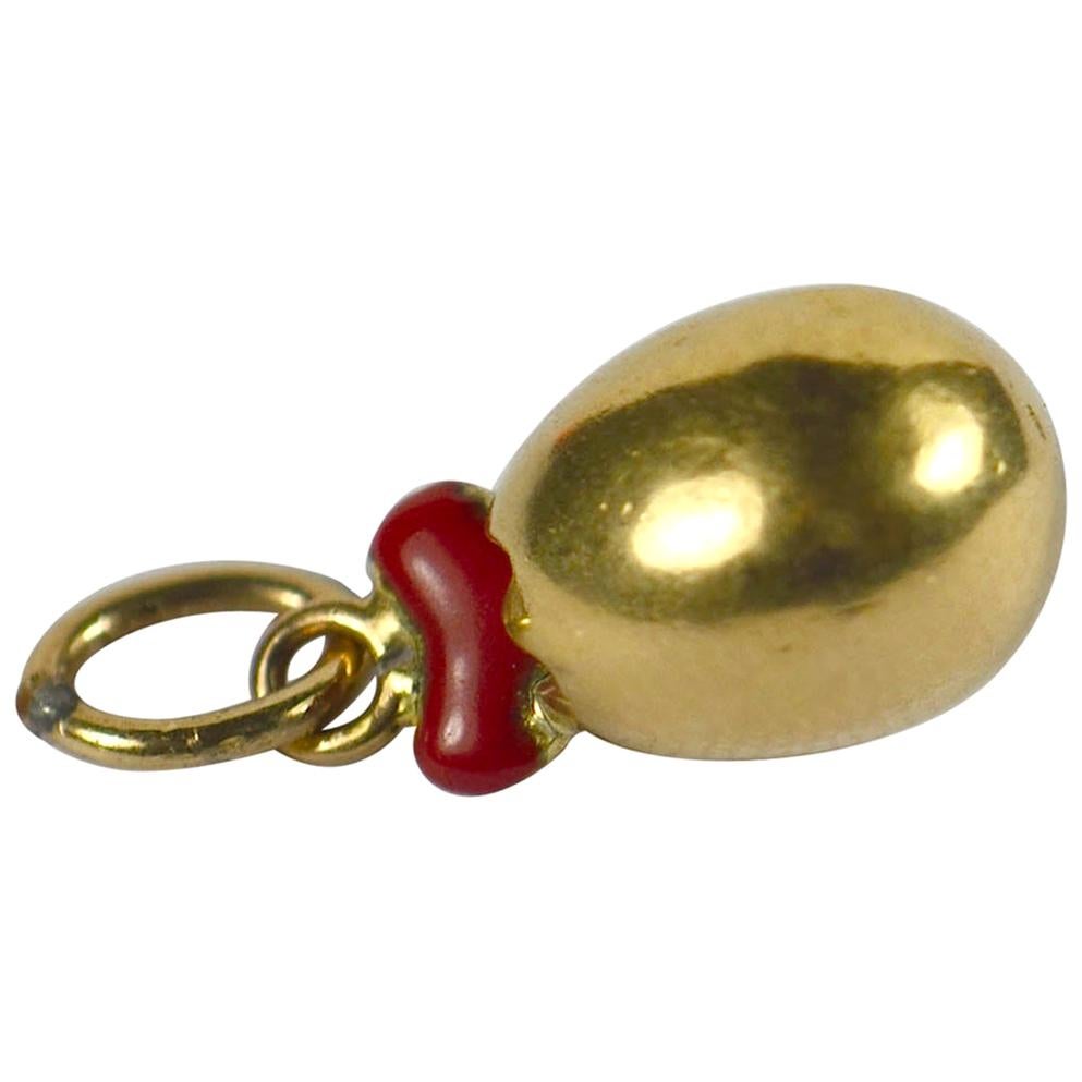 Birth of Love Gold Enamel Egg Heart Charm Pendant