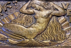 "Nascita di Venere", favolosa placca in bronzo Art Deco con scena subacquea