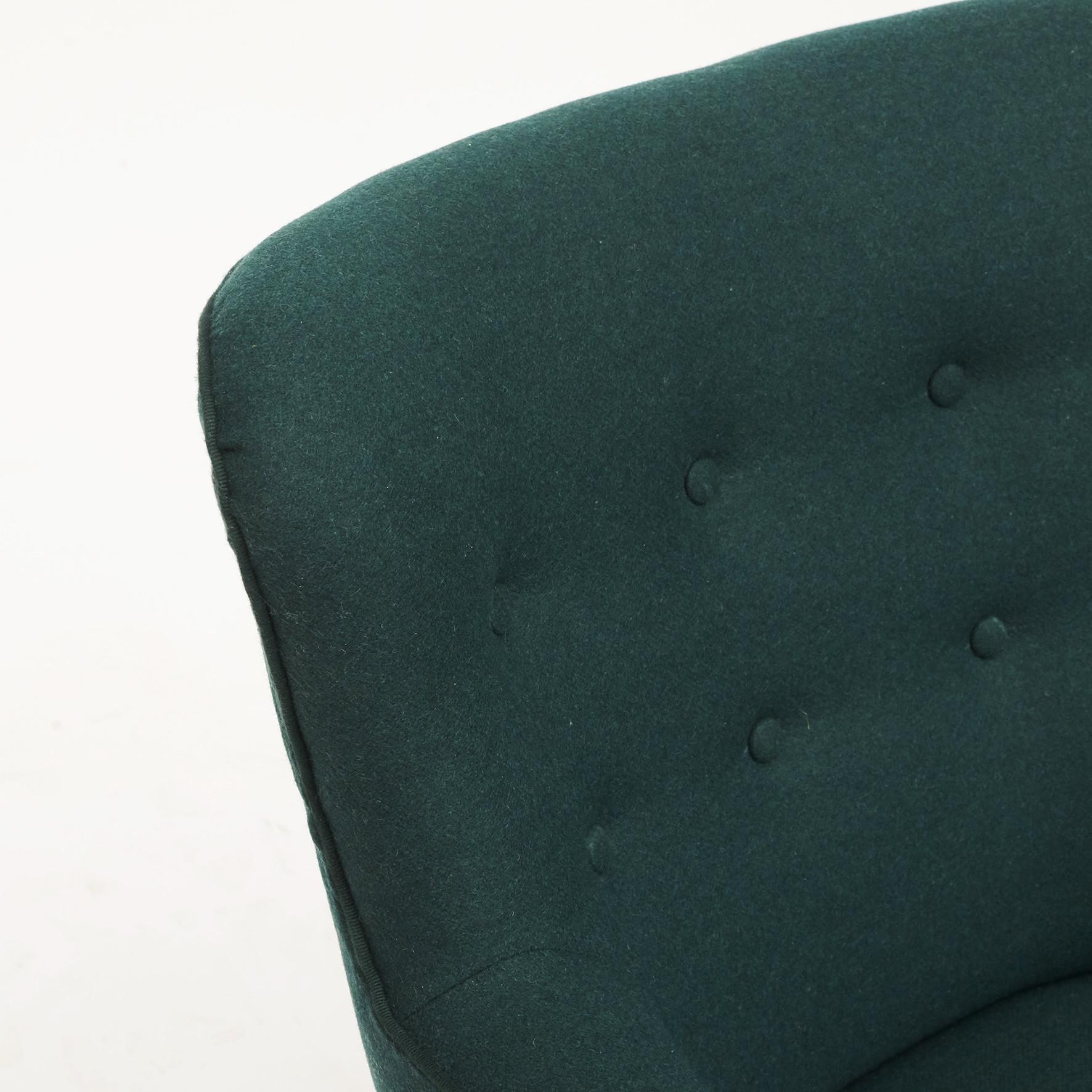 Birte Iversen Living Room Set Sofa and Two Easy Chairs In wool in deep green 9
