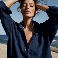 Collana lunga doppia con perle e pietra di luna bianca in oro 14K - by Bombyx House