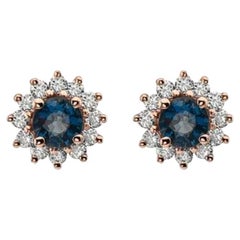 Birthstone-Ohrringe mit blauen Beeren-Saphir-Akt-Diamanten
