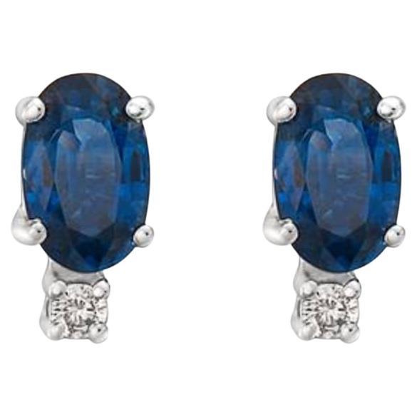 Birthstone Earrings Featuring Blueberry Sapphire Nude Diamonds Set in 14K