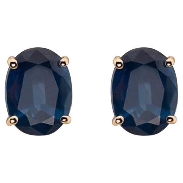 Birthstone Earrings Featuring Blueberry Sapphire Set in 14K Honey Gold For Sale