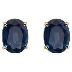 Birthstone Earrings Featuring Blueberry Sapphire Set in 14K Honey Gold