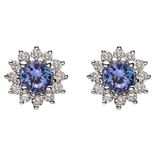 Birthstone Earrings Featuring Blueberry Tanzanite Nude Diamonds For Sale