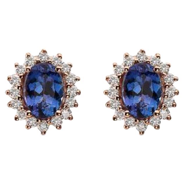 Birthstone Earrings Featuring Blueberry Tanzanite Nude Diamonds Set in 14K