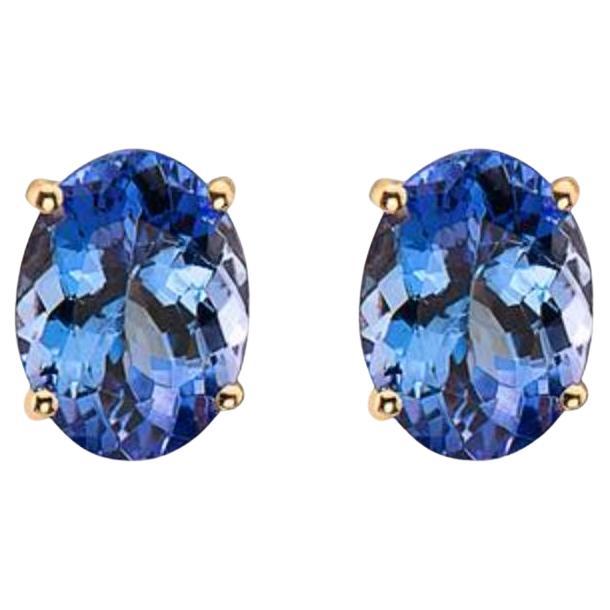 Birthstone Earrings Featuring Blueberry Tanzanite Set in 14K Honey Gold For Sale