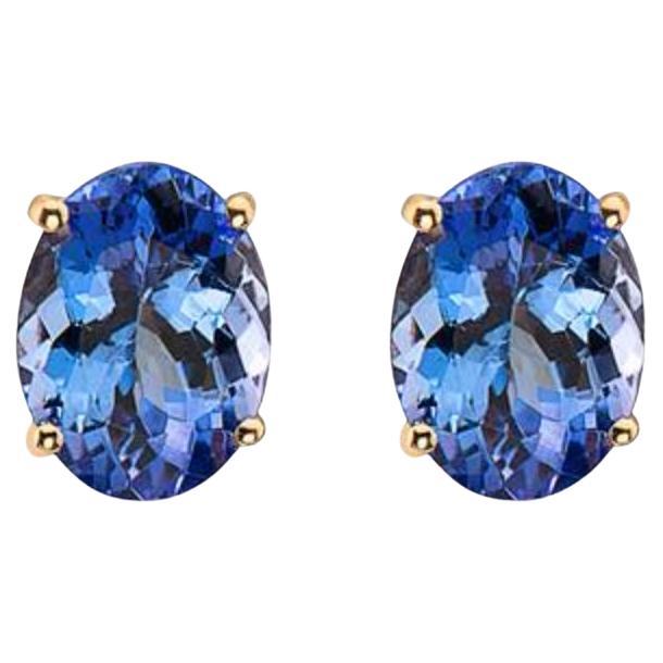 Birthstone Earrings Featuring Blueberry Tanzanite Set in 14K Honey Gold